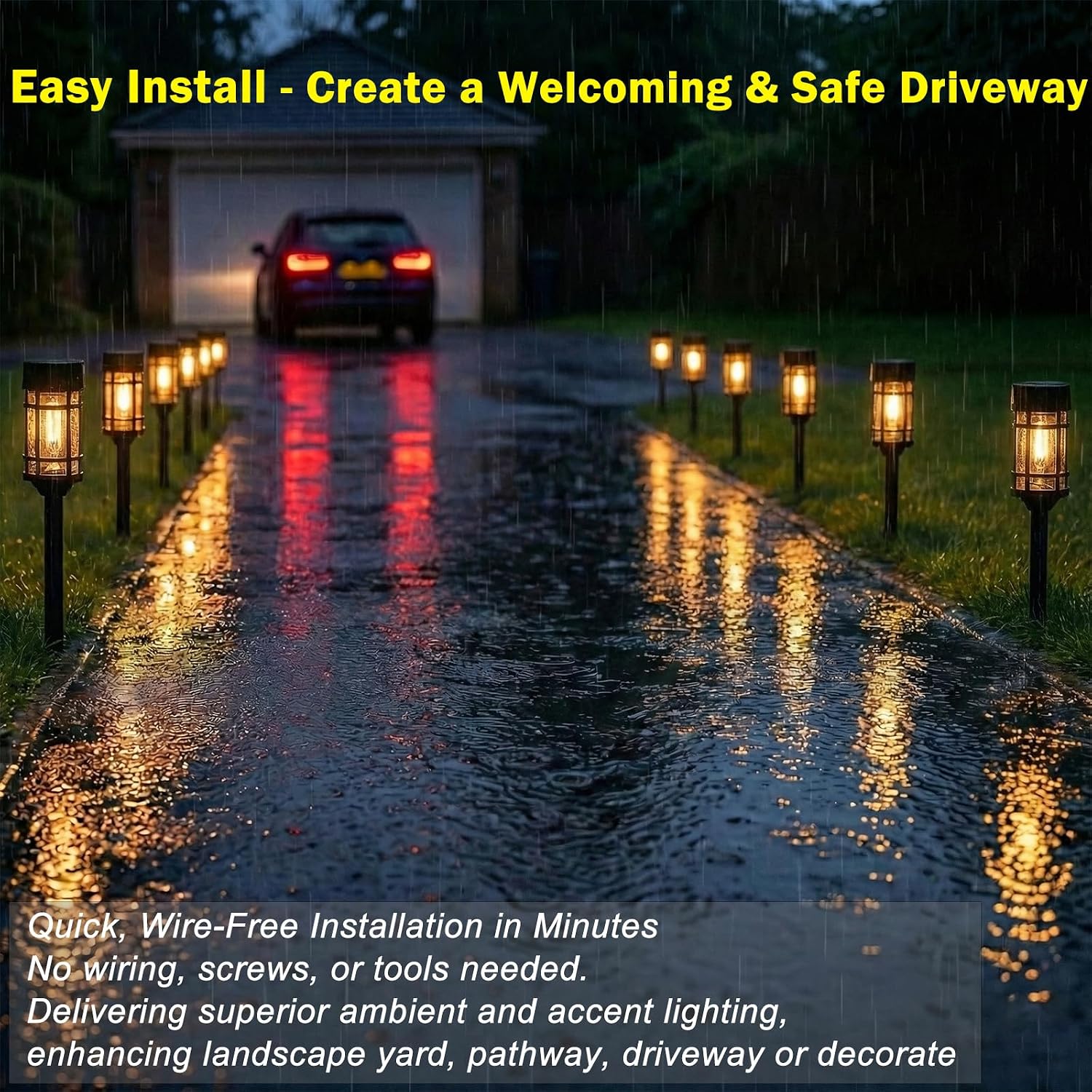 Thumbnail 6 de ILANCK HNBRPL07B Solar Pathway Lights, 8-Pack, IP65, Warm White LEDs