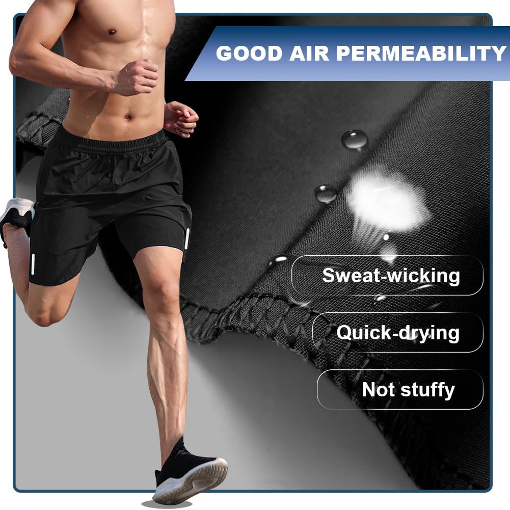 Thumbnail 5 de AUYAO Men's Running Shorts with Quick Dry Fabric and Zipper Pockets