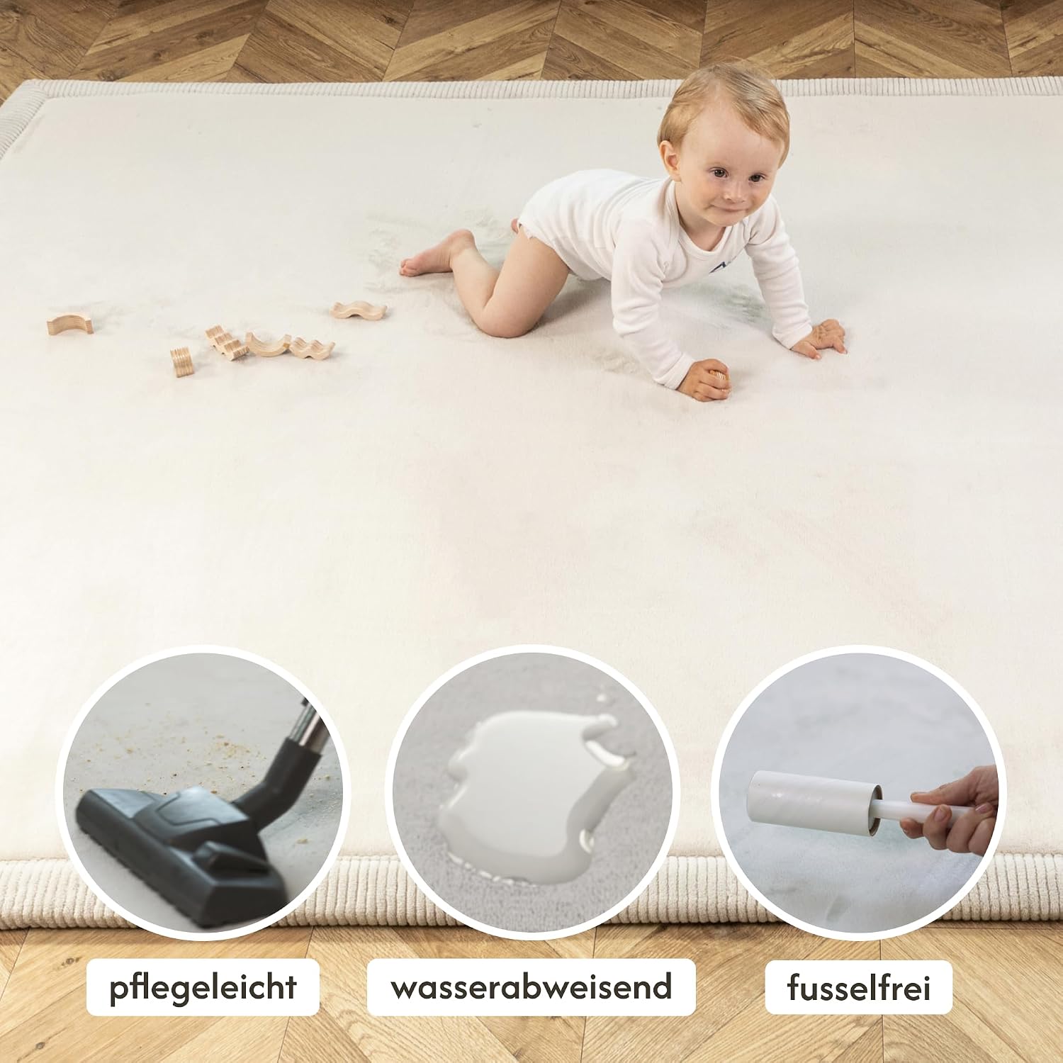 Thumbnail 3 de Hakuna Matte Wolkenweiche Spielmatte Baby 150x80x2,5 cm – Grau, rutschfeste Unterseite
