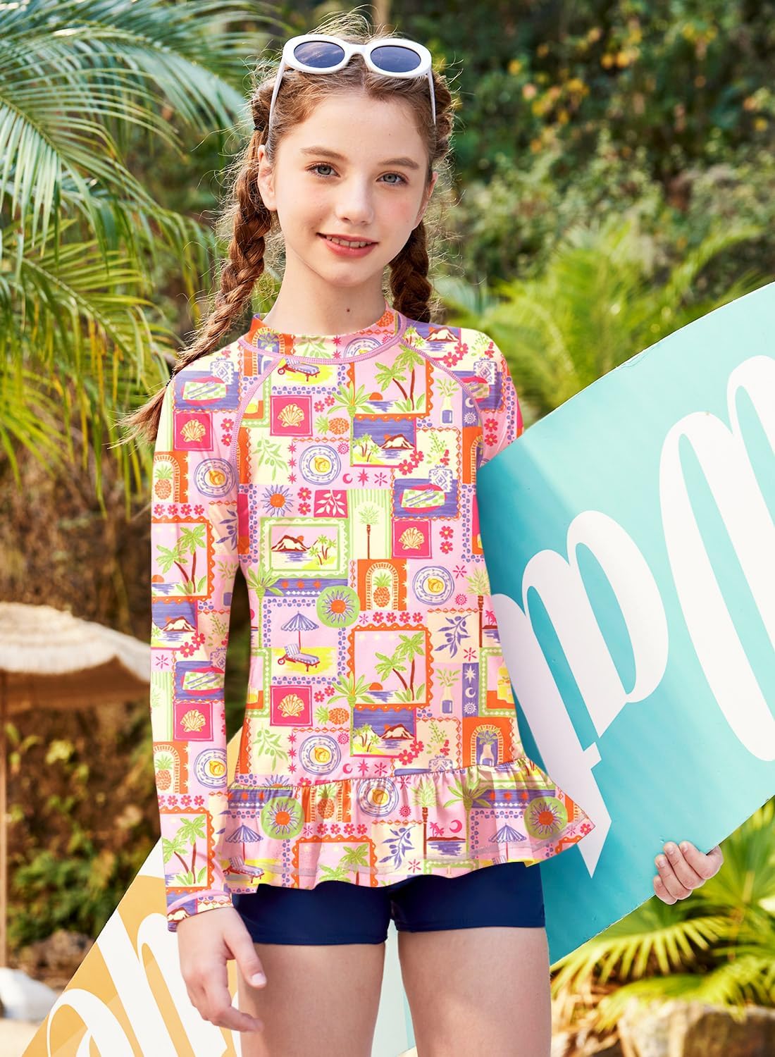 Thumbnail 2 de BesserBay Mädchen UV Shirt UPF 50+ Raglanärmel mit Rüschensaum (110–160) – Sonnenschutz fürs Wasser