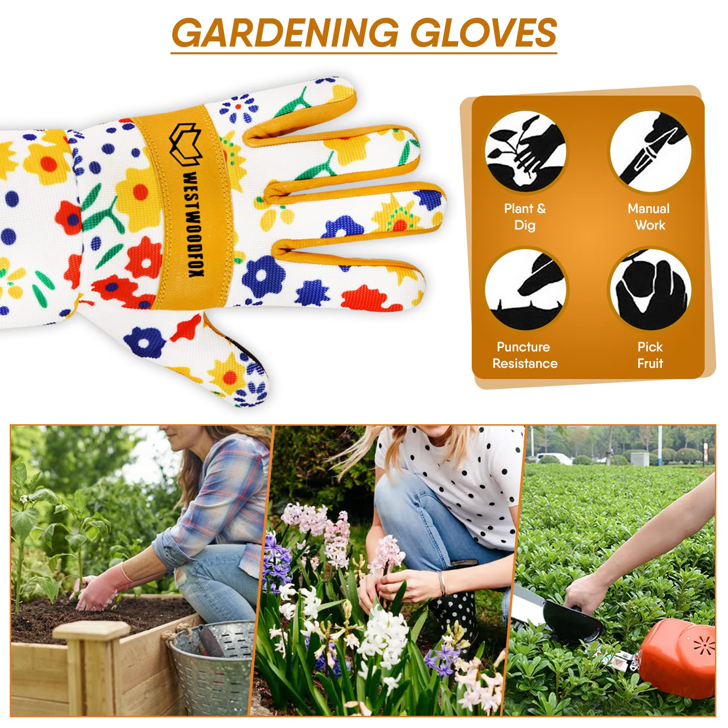 Thumbnail 5 de Leather Gardening Gloves Long Forearm Protection – Thorn Proof, Breathable Palm Gauntlets