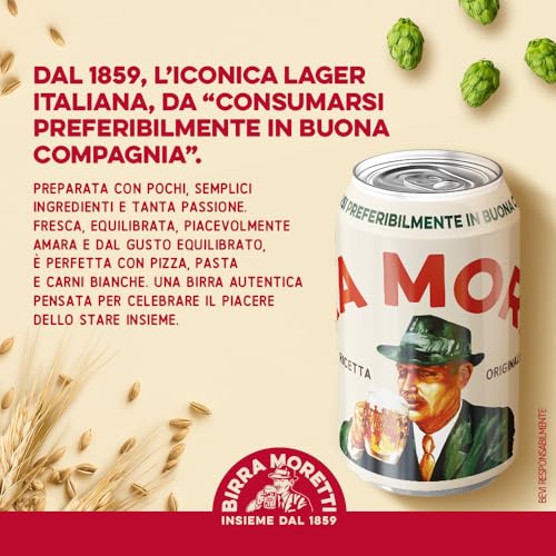 Thumbnail 3 de Birra Moretti Ricetta Originale in 24 lattine da 33 cl – Lager a bassa fermentazione, gusto delicato ed equilibrato
