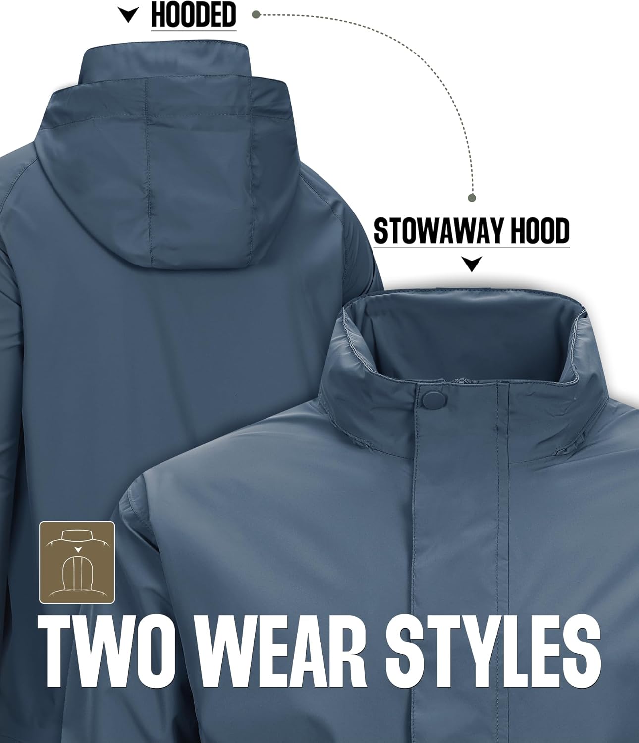 Detalle de 33,000ft Herren Regenjacke – wasserdicht, atmungsaktiv und leicht