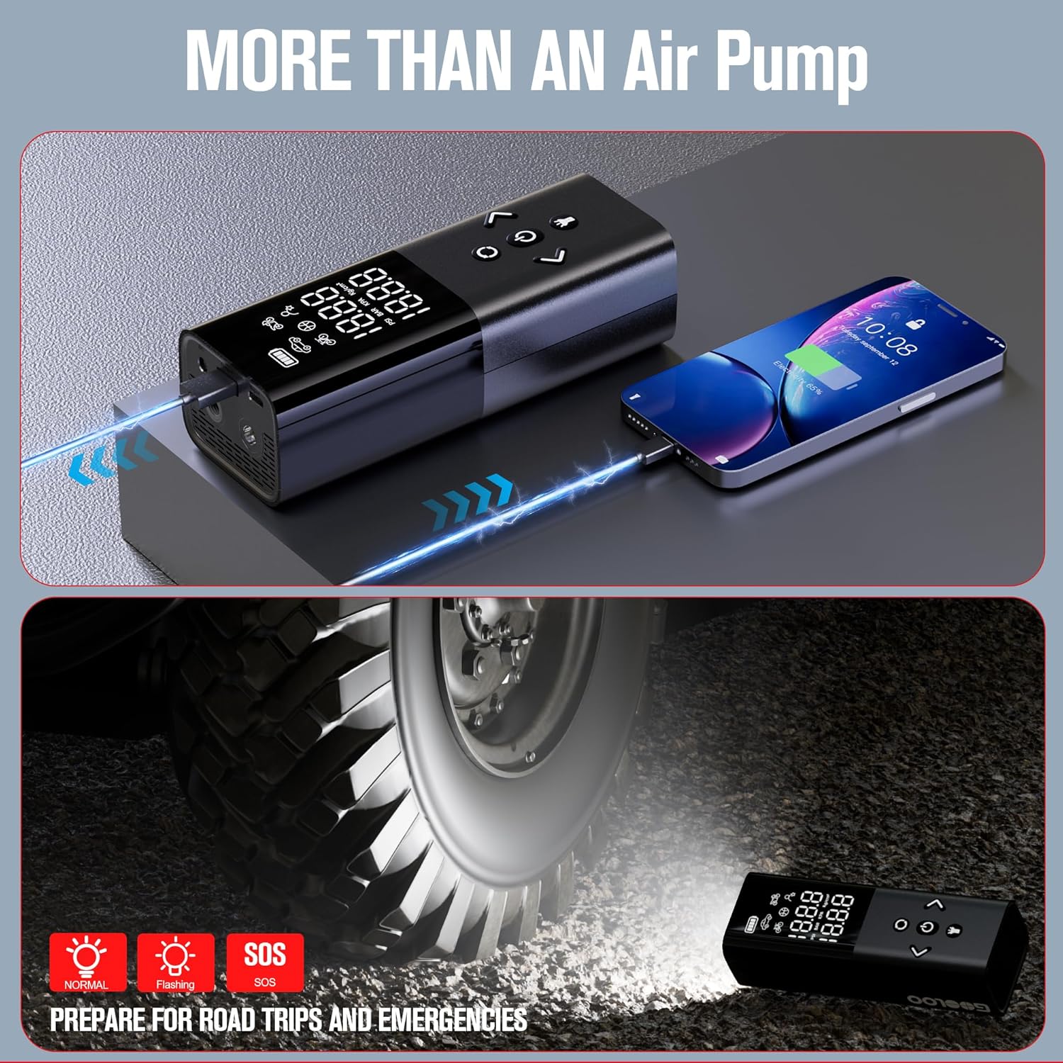 Thumbnail 4 de GOOLOO AP150 portable car tyre inflator (cordless) with LED screen and auto shut-off