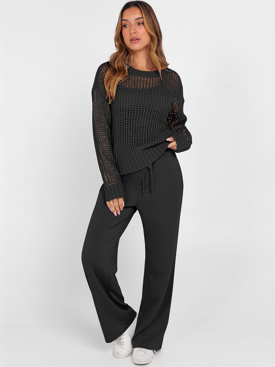 Detalle 2 de ANRABESS Women's Crochet Sweater Set