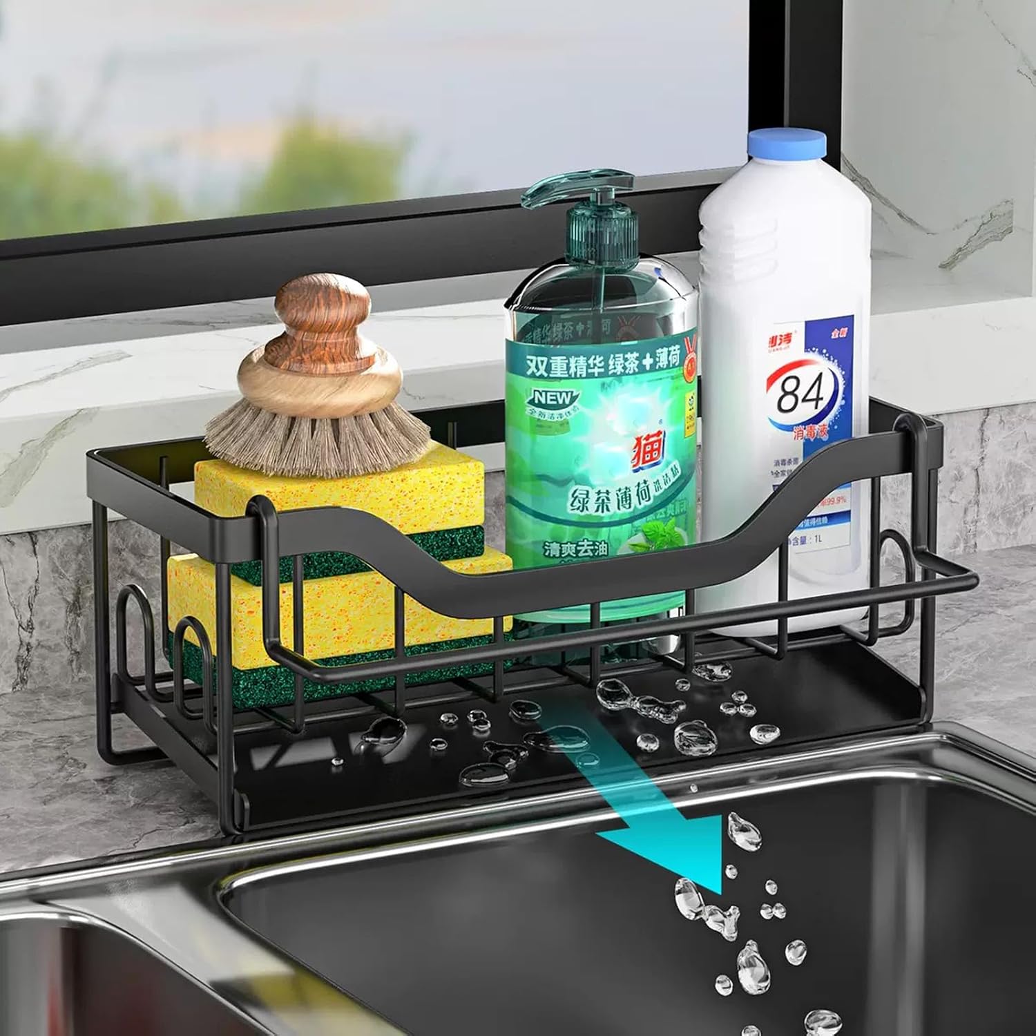 Thumbnail 1 de Koolkasa SL-01 gootsteenorganizer met spons- en handdoekhouder, donkergrijs