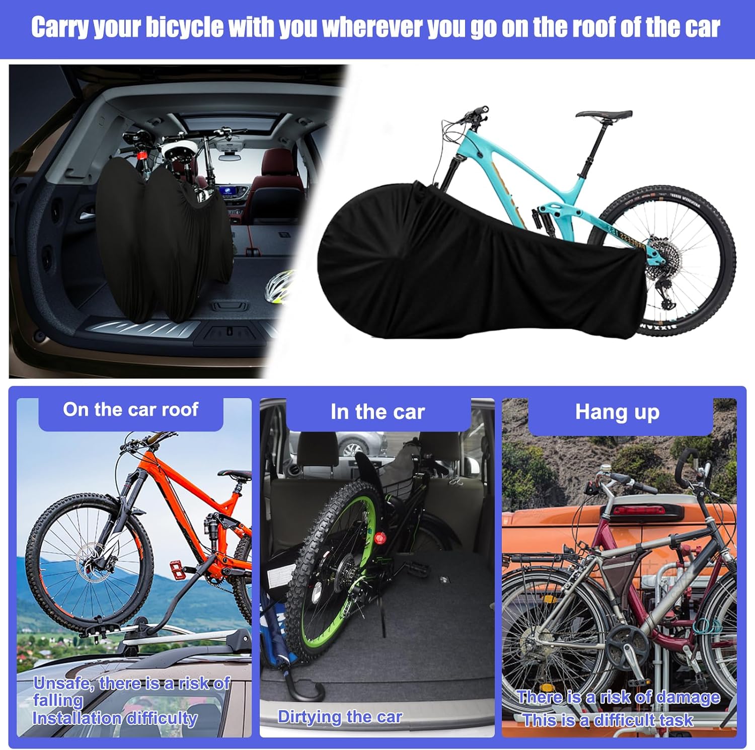 Thumbnail 5 de YYTECH 2er-Set Fahrradabdeckung schwarz – waschbar, staubdicht für Mountainbikes & Rennräder (24–26 Zoll)