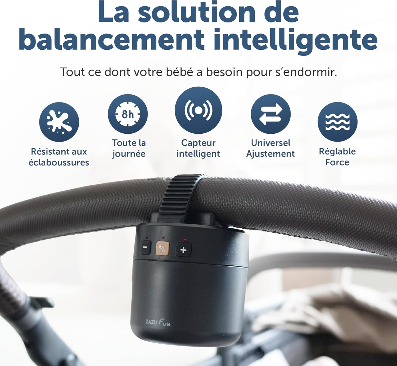 Thumbnail 2 de ZAZU Roxy Baby Rocker – Balançoire électrique pour poussette avec capteur de pleurs