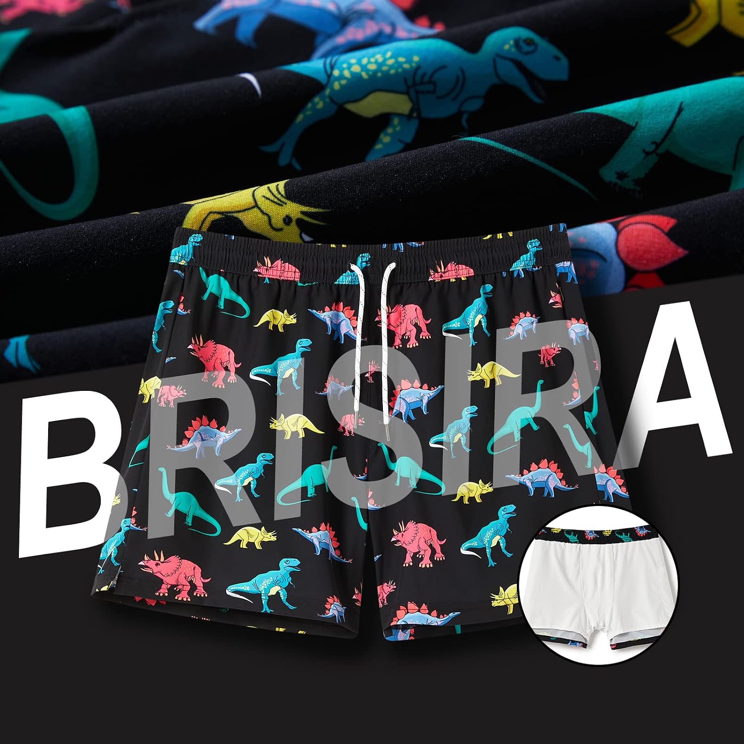 Detalle 2 de BRISIRA 5-Inch Swim Trunks with Quick-Dry Fabric and Compression Liner