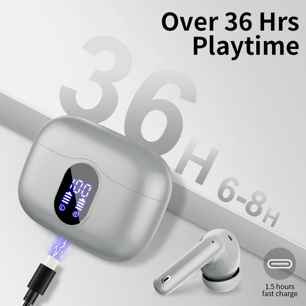 Thumbnail 6 de Btootos Wireless Earbuds with Bluetooth 5.3, IP7 Waterproof, 36H Playtime, LED Display