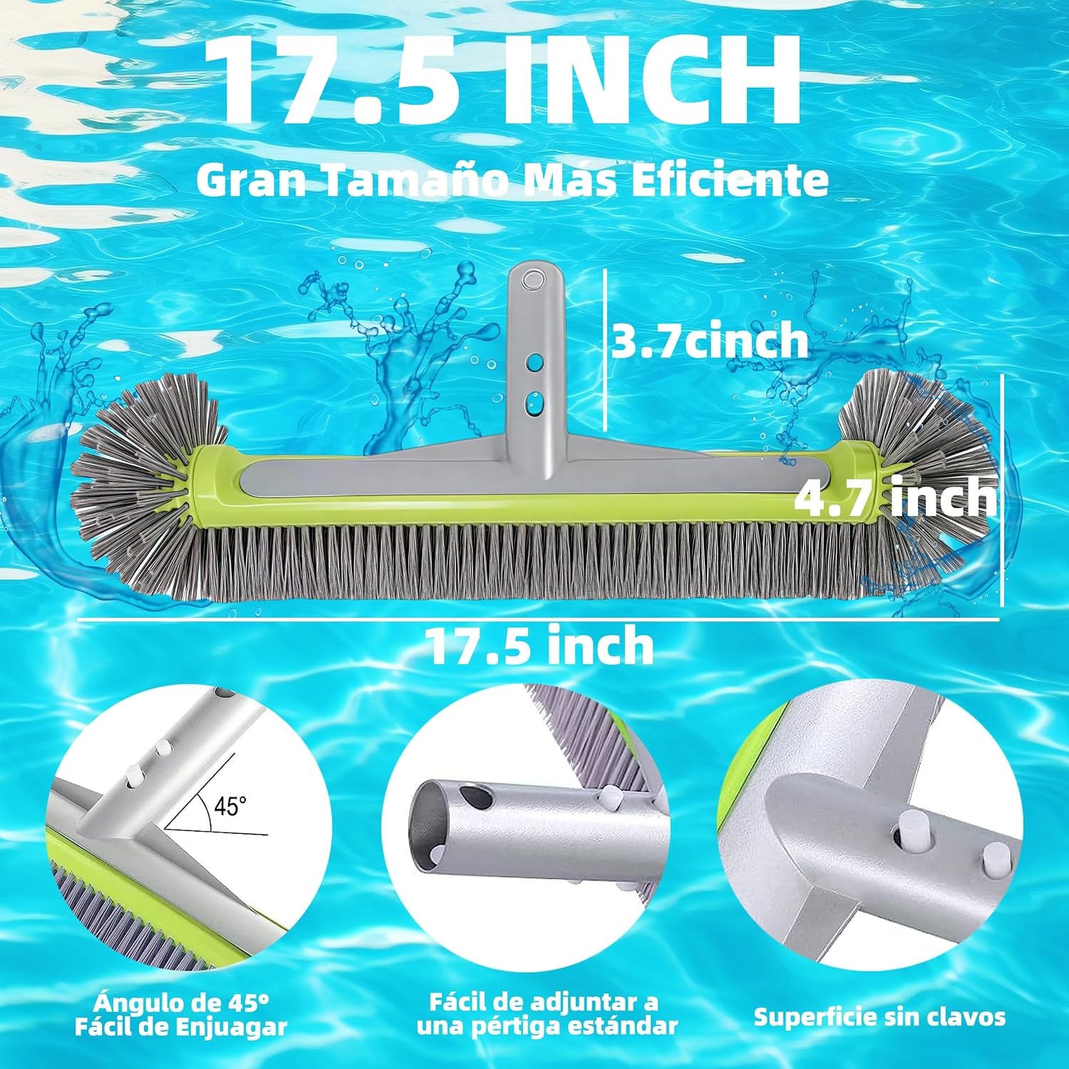 Detalle de Cabezal de Cepillo para Piscina Desmontable KGC 17,5″ con Cerdas Robustas y EZ Clip