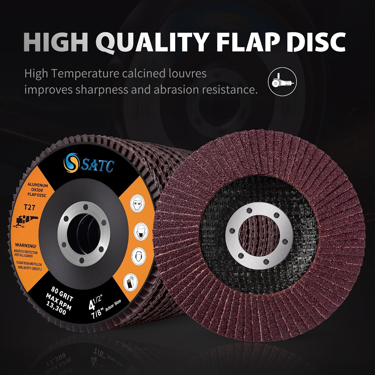 Detalle 2 de SATC 115mm flap discs 20 pack (80 grit) for angle grinders