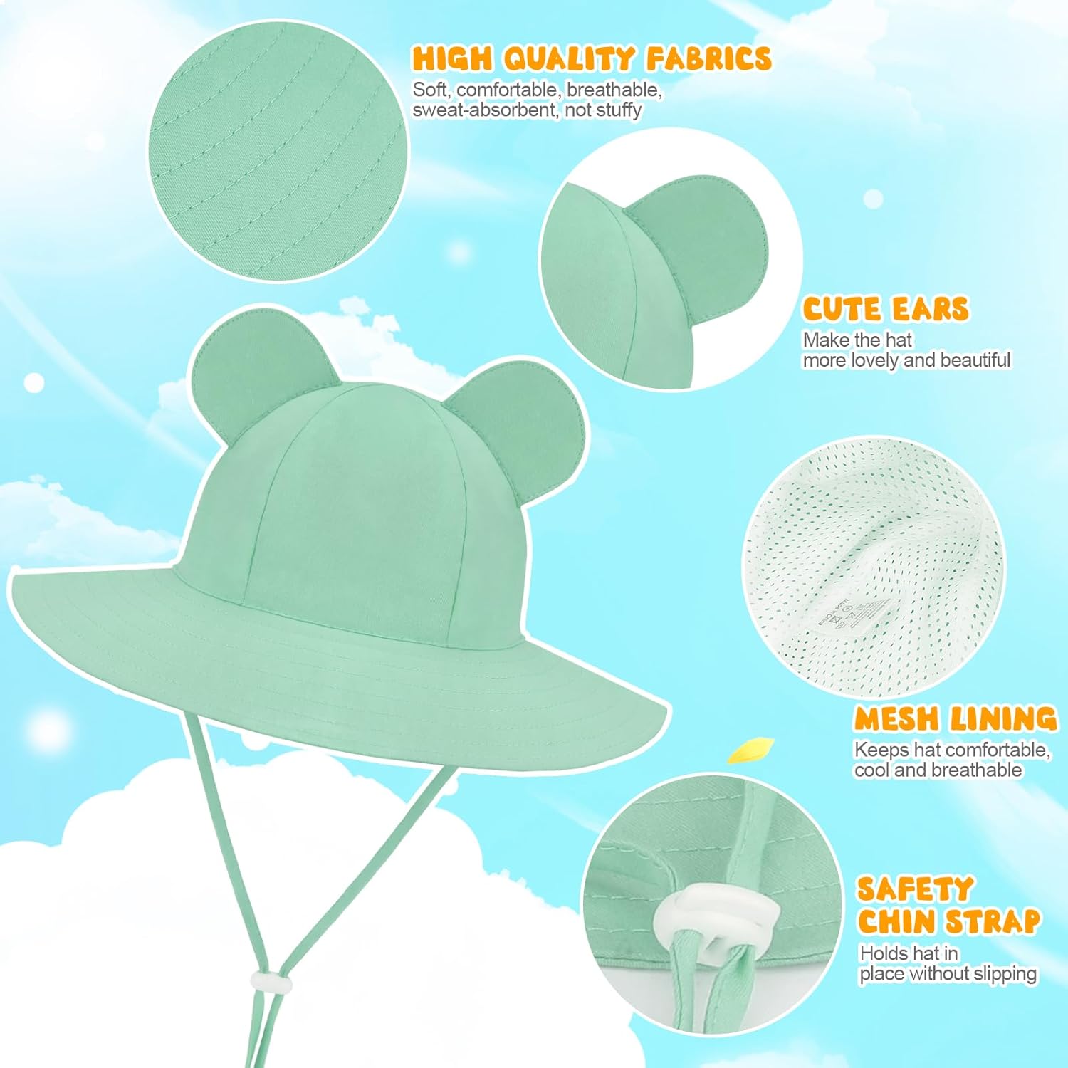 Thumbnail 5 de DRESHOW Baby Sun Hat: Bear-Eared UPF50+ Sun Protection for Toddlers