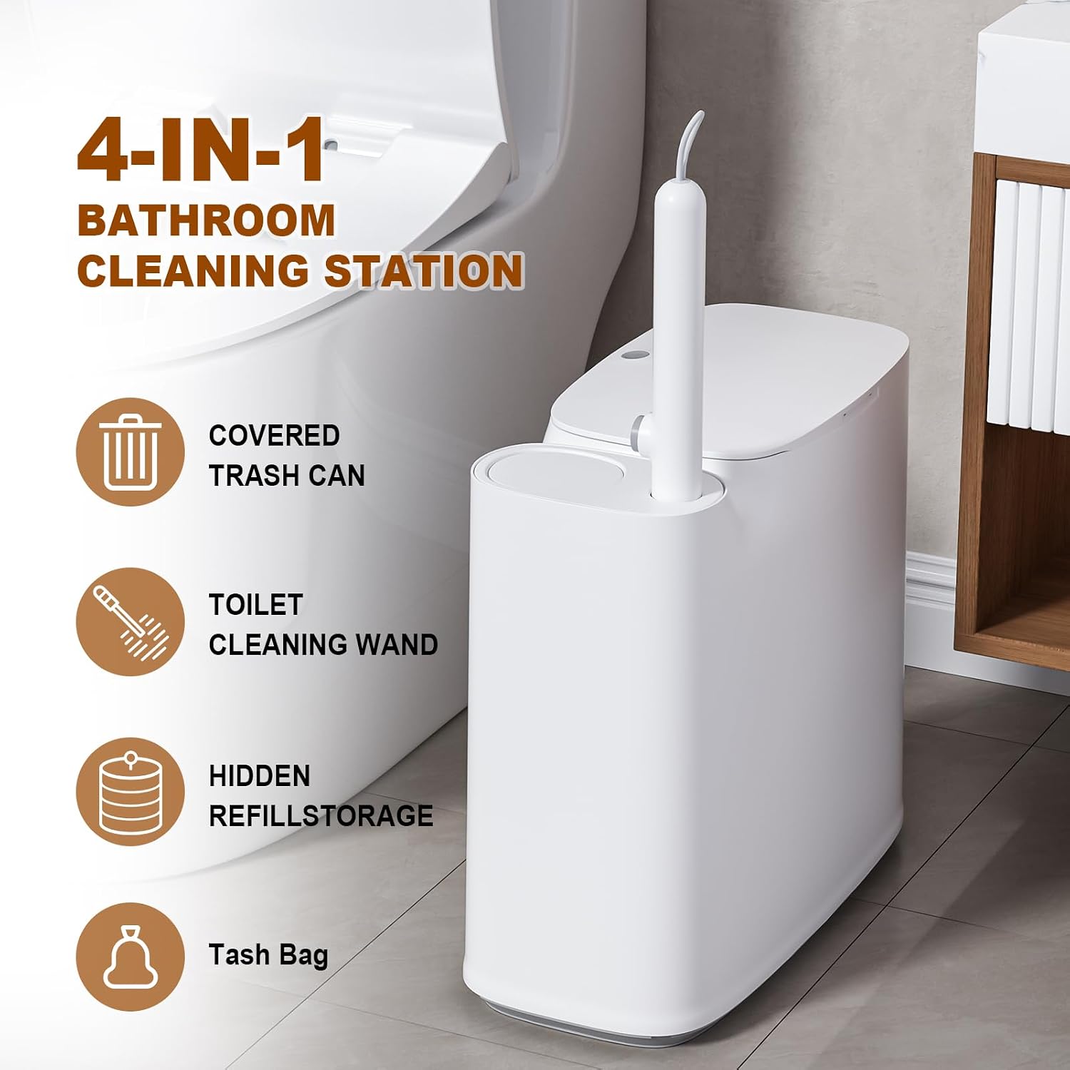 Detalle 2 de Bathroom Trash Can and Disposable Toilet Brush Set, 3-Gallon