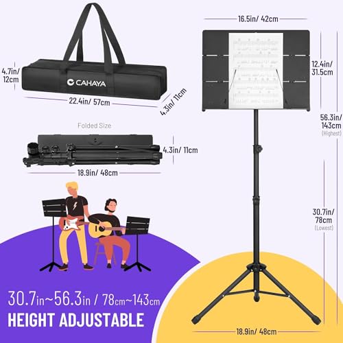 Detalle de CAHAYA Pupitre Musique Triple Pliable Portable Métal – hauteur 78–142 cm
