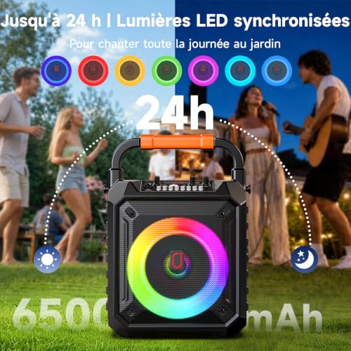 Thumbnail 4 de JYX Machine de Karaoké pour Adultes — Enceinte Bluetooth 80W avec 2 Micro Sans Fil et Éclairage Multicolore