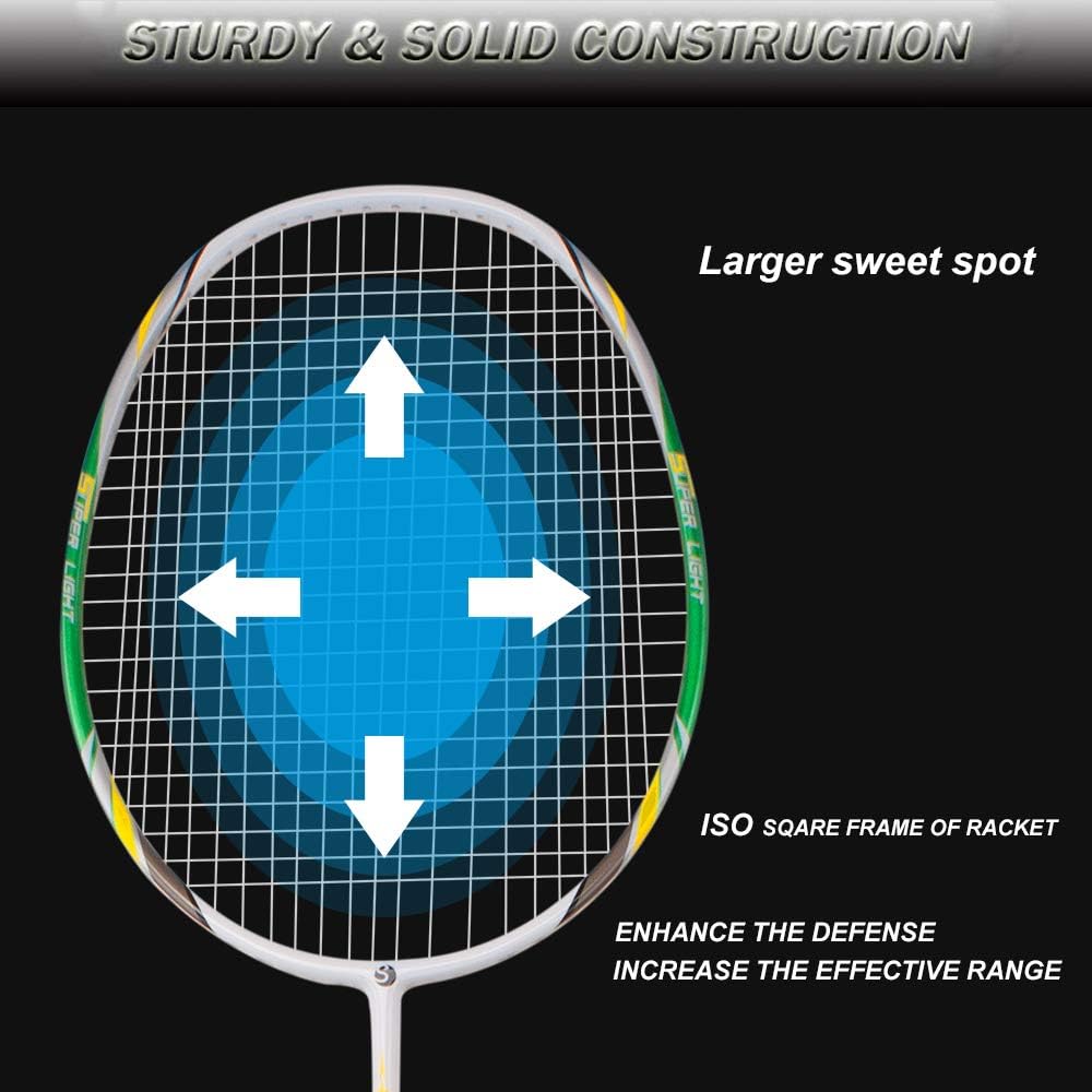Detalle 2 de Senston Graphit Badminton-Set (2 Schläger) – leichtes Trainings- und Freizeitsset mit Schlägertasche