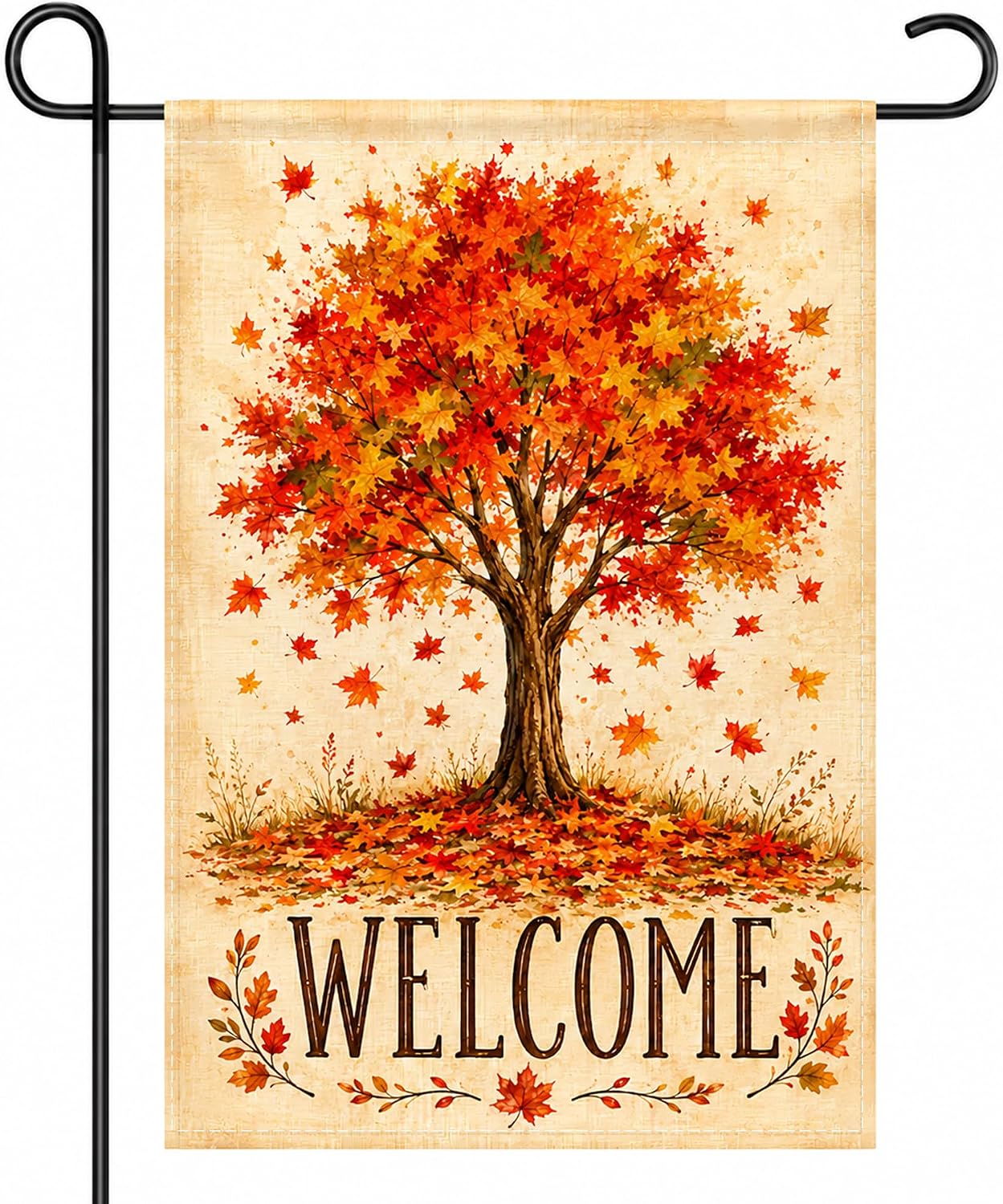 Detalle de OHOME Fall Maple Tree Welcome Garden Flag, Double-Sided 12 x 18-Inch Polyester