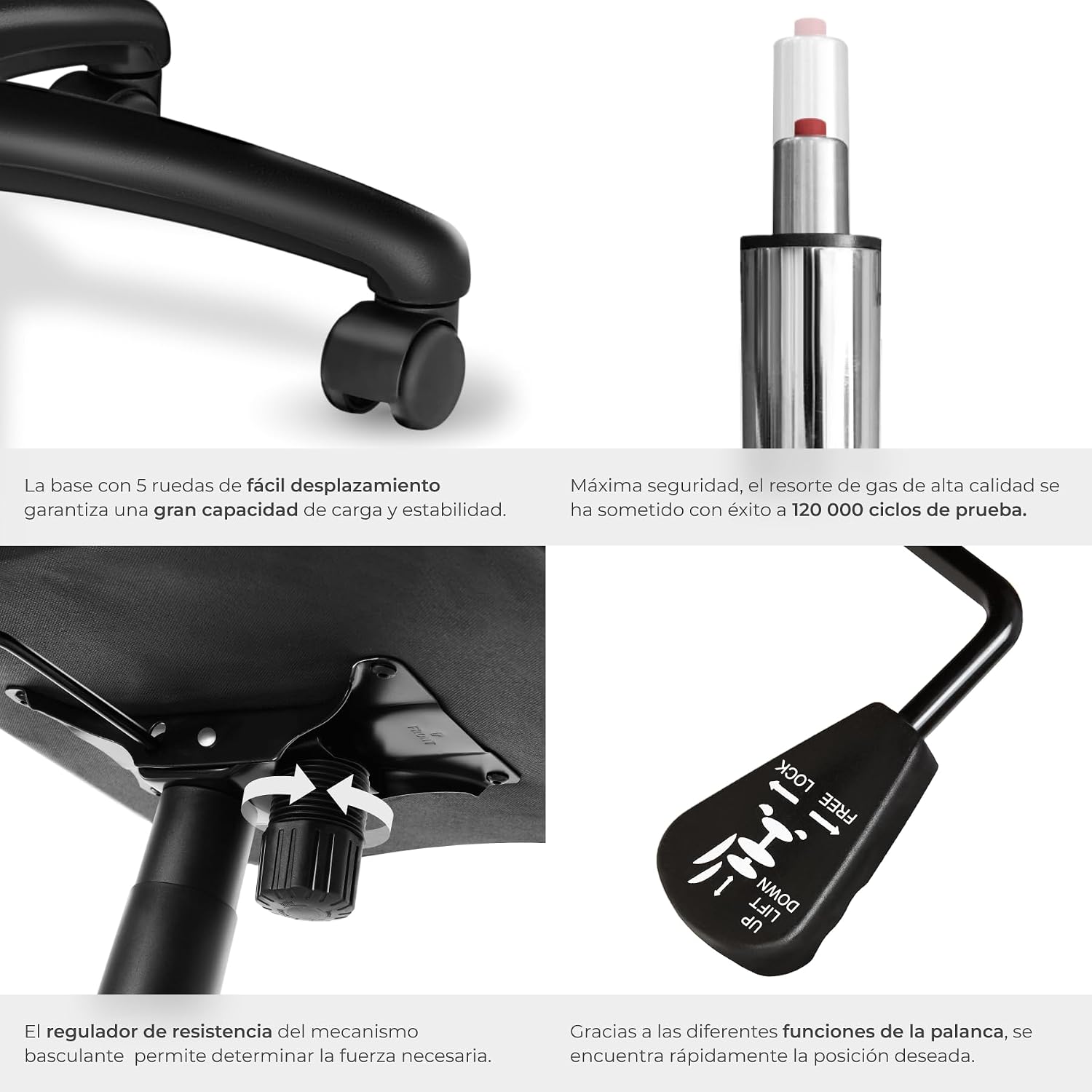 Thumbnail 6 de tectake® Silla Gaming ergonómica con altura ajustable