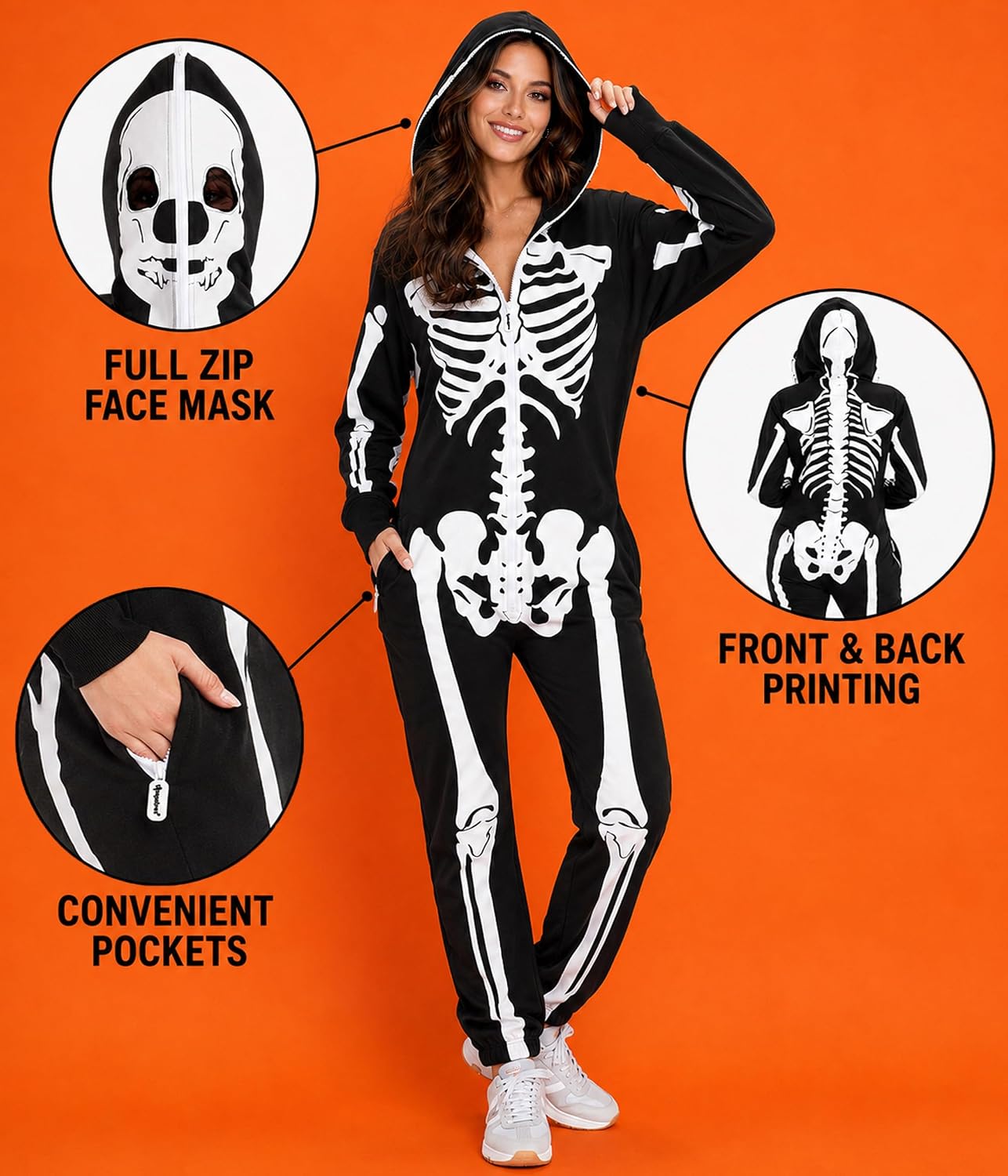 Detalle de Tipsy Elves Skeleton Jumpsuit Costume