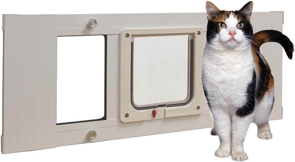 Detalle de Ideal Pet Products aluminiowe drzwiczki do okna, regulowane 68–81 cm