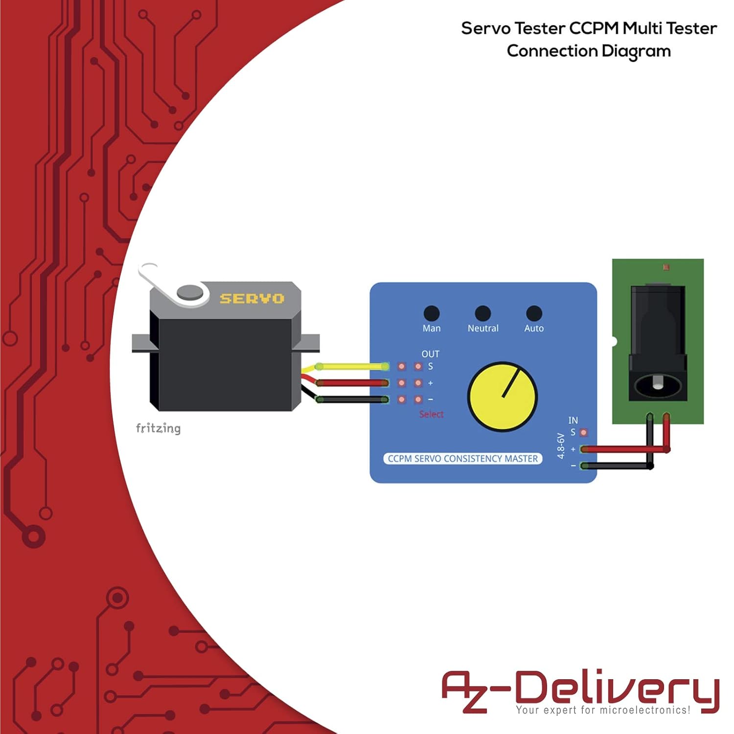 Thumbnail 6 de AZDelivery 3x Multi Servo Tester 3CH: controllo velocità/corrente per servi e setup ESC (con e-book)