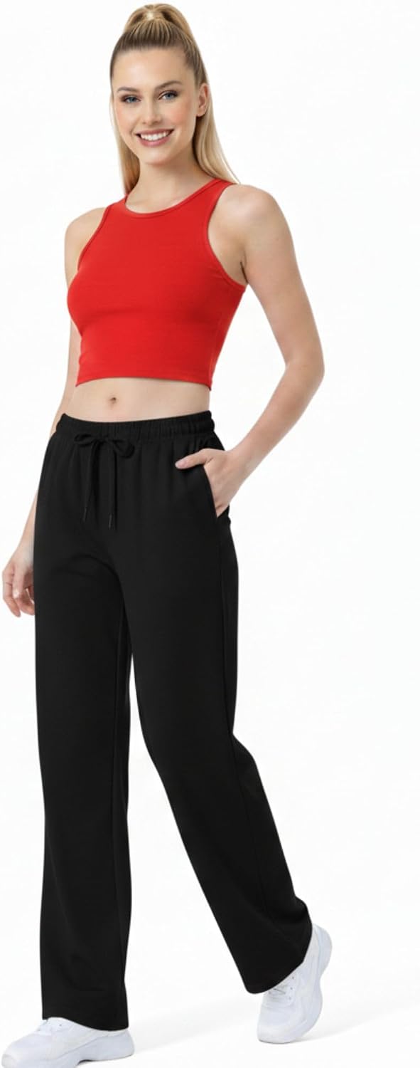 Detalle de Smith & Solo joggingbroek voor dames van katoenmix met hoge taille en wijde pijpen