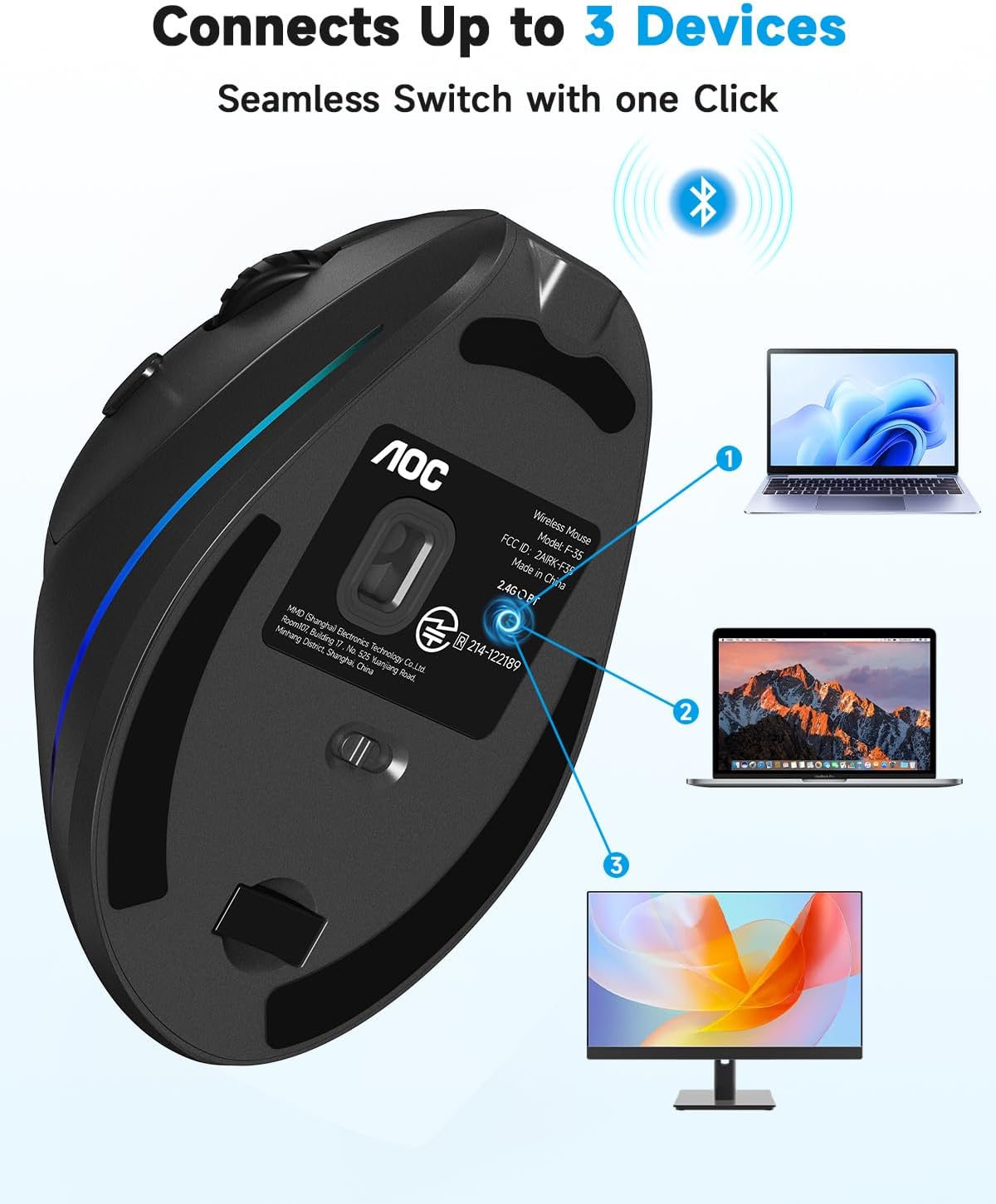 Thumbnail 6 de AOC Vertical Mouse 4800 DPI