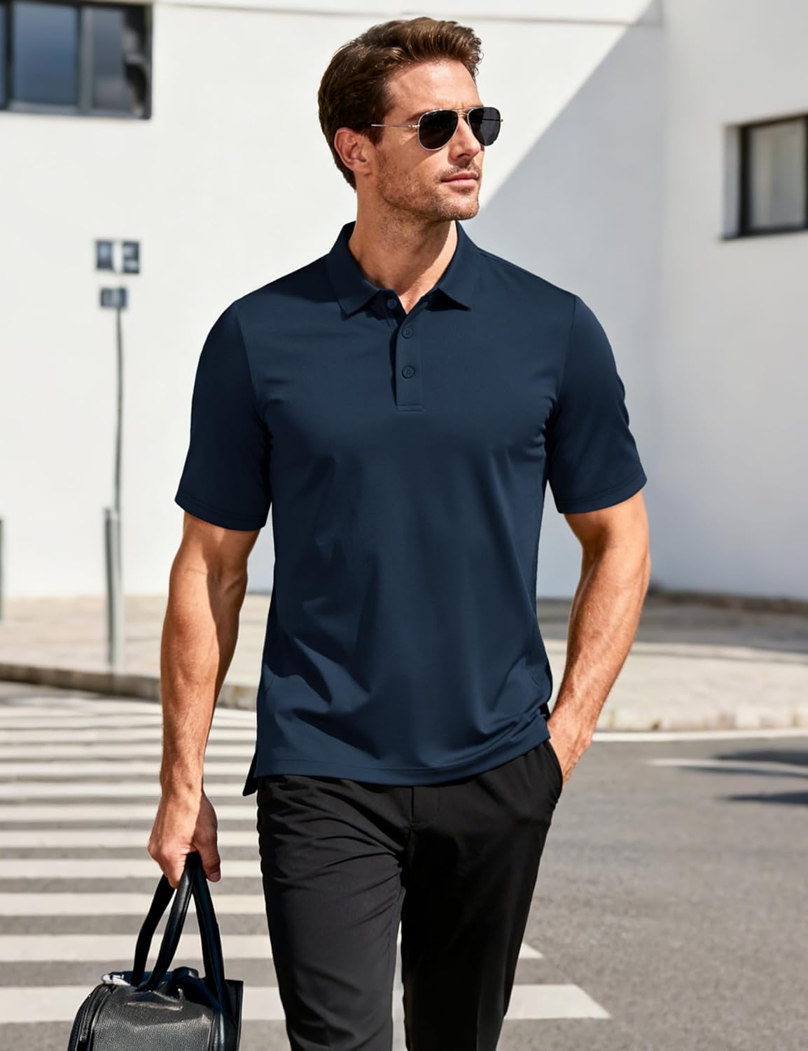 Detalle de MAGCOMSEN Herren Polo Shirt Kurzarm – atmungsaktiv, schnelltrocknend, vielseitig einsetzbar
