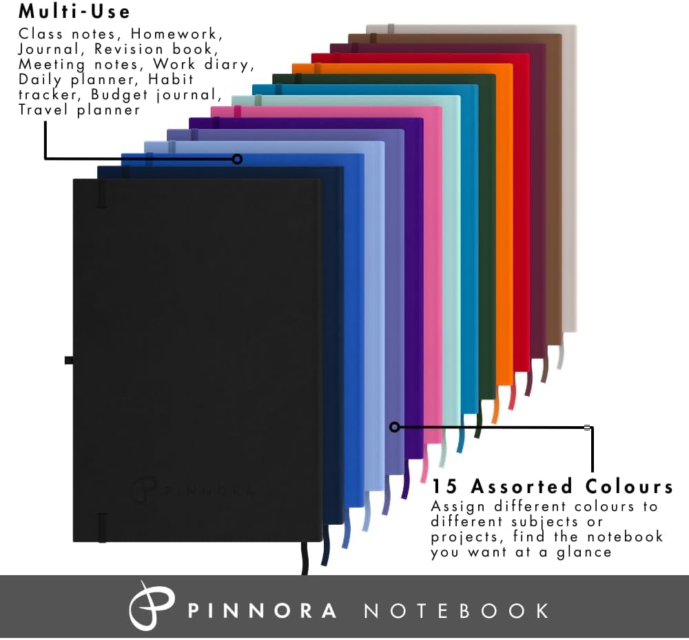 Thumbnail 4 de Pinnora Black A5 Notebook – Lined Journal and Monthly Planner