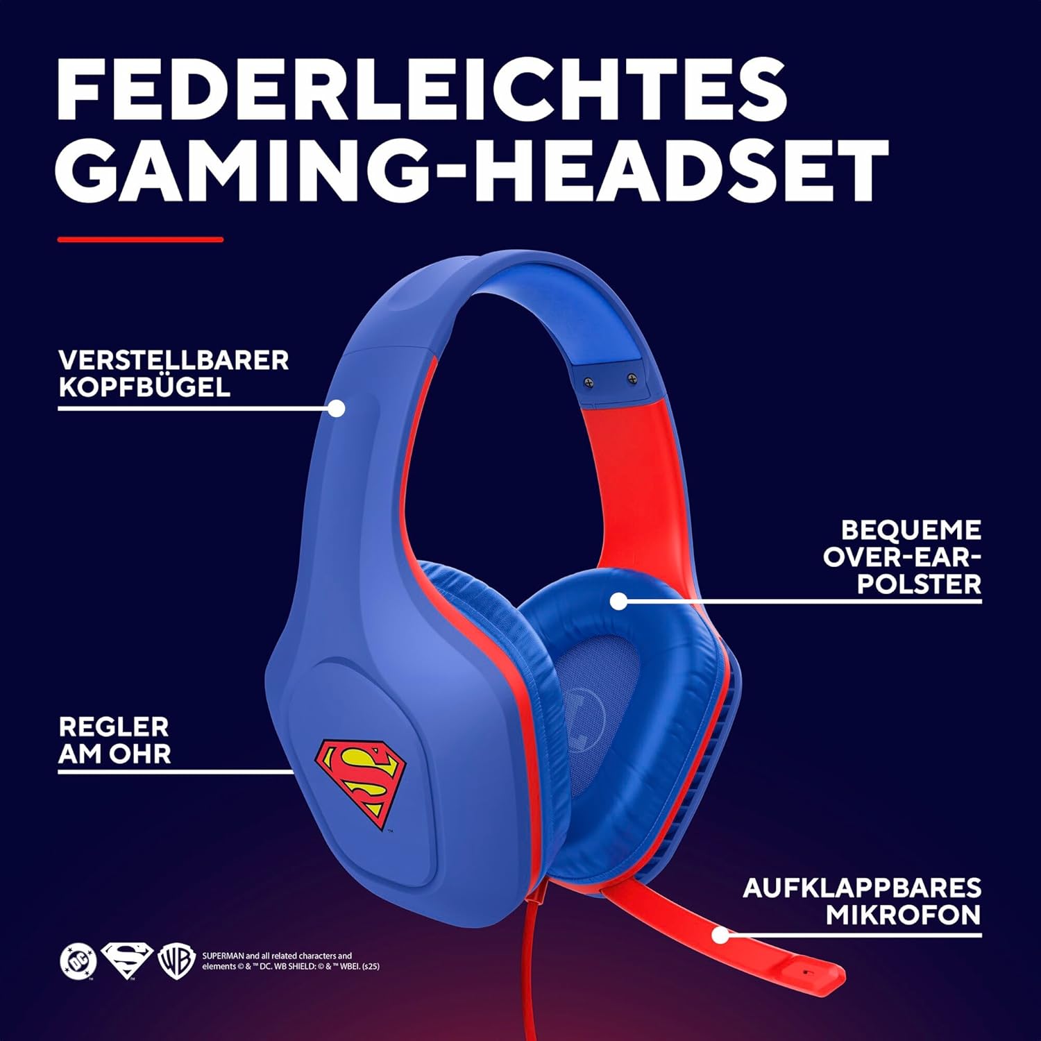 Thumbnail 1 de GXTrust 415SM Zirox Superman Gaming Headset – Leicht, komfortabel und kompatibel mit PC, Konsolen und Mobilgeräten