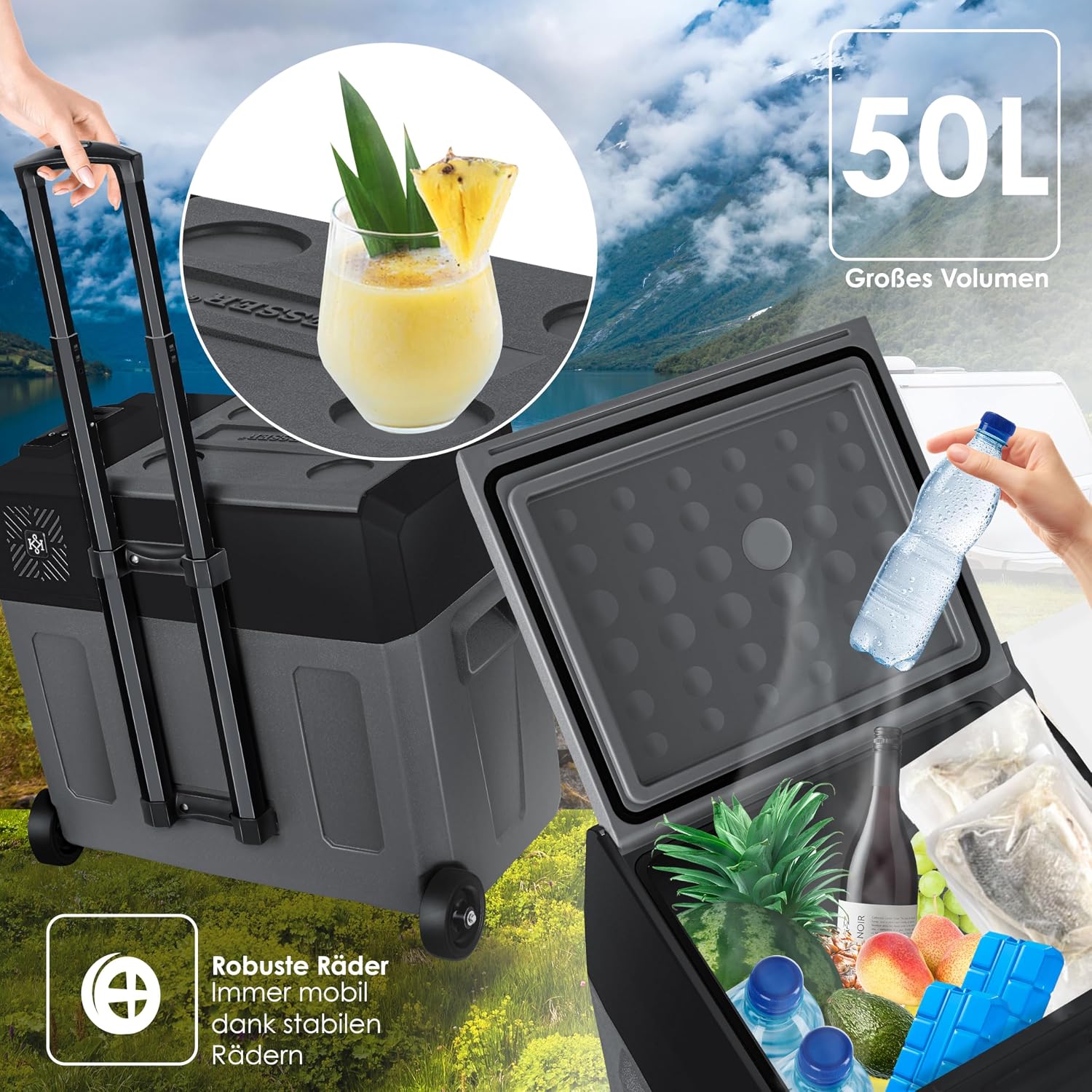 Detalle de KESSER® Kompressor-Kühlbox 30L – mobile Kühlbox mit App-Steuerung und Gefrierfunktion