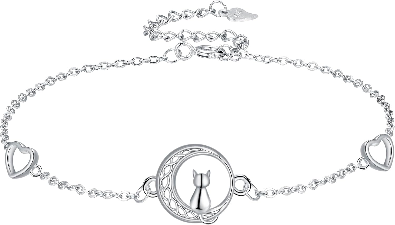 Detalle 2 de Micory Femme – Bracelet en argent sterling 925 ajustable avec Arbre de Vie et croissant zirconiums