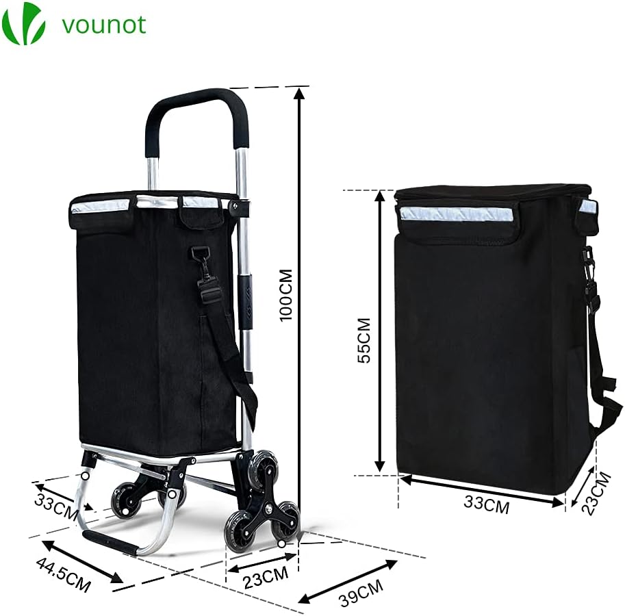 Thumbnail 5 de VOUNOT Chariot de Courses 6 Roues en Aluminium – 58 L, 3 en 1, Isotherme