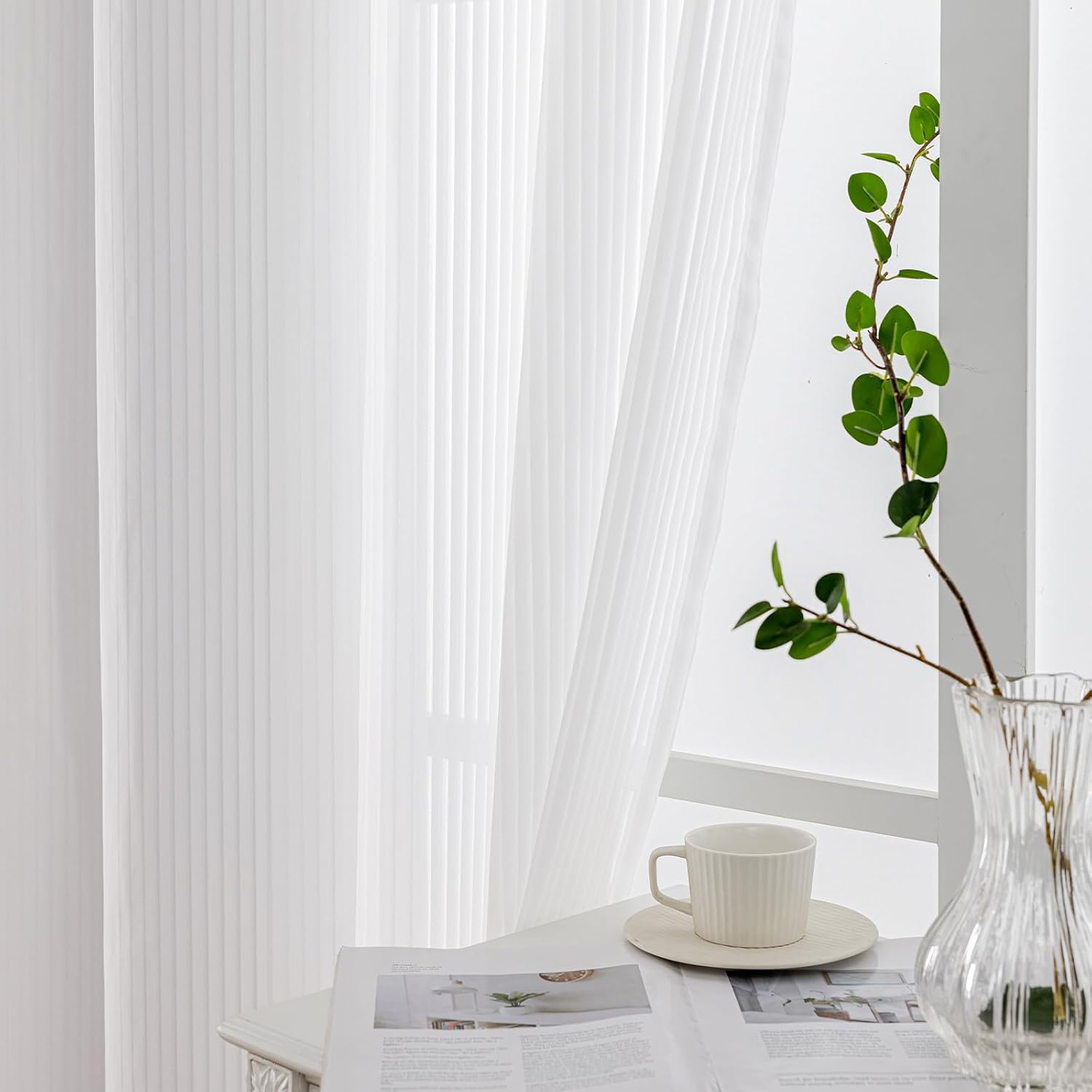 Thumbnail 4 de Ystyle Rideau Voilage 140x200 cm blanc