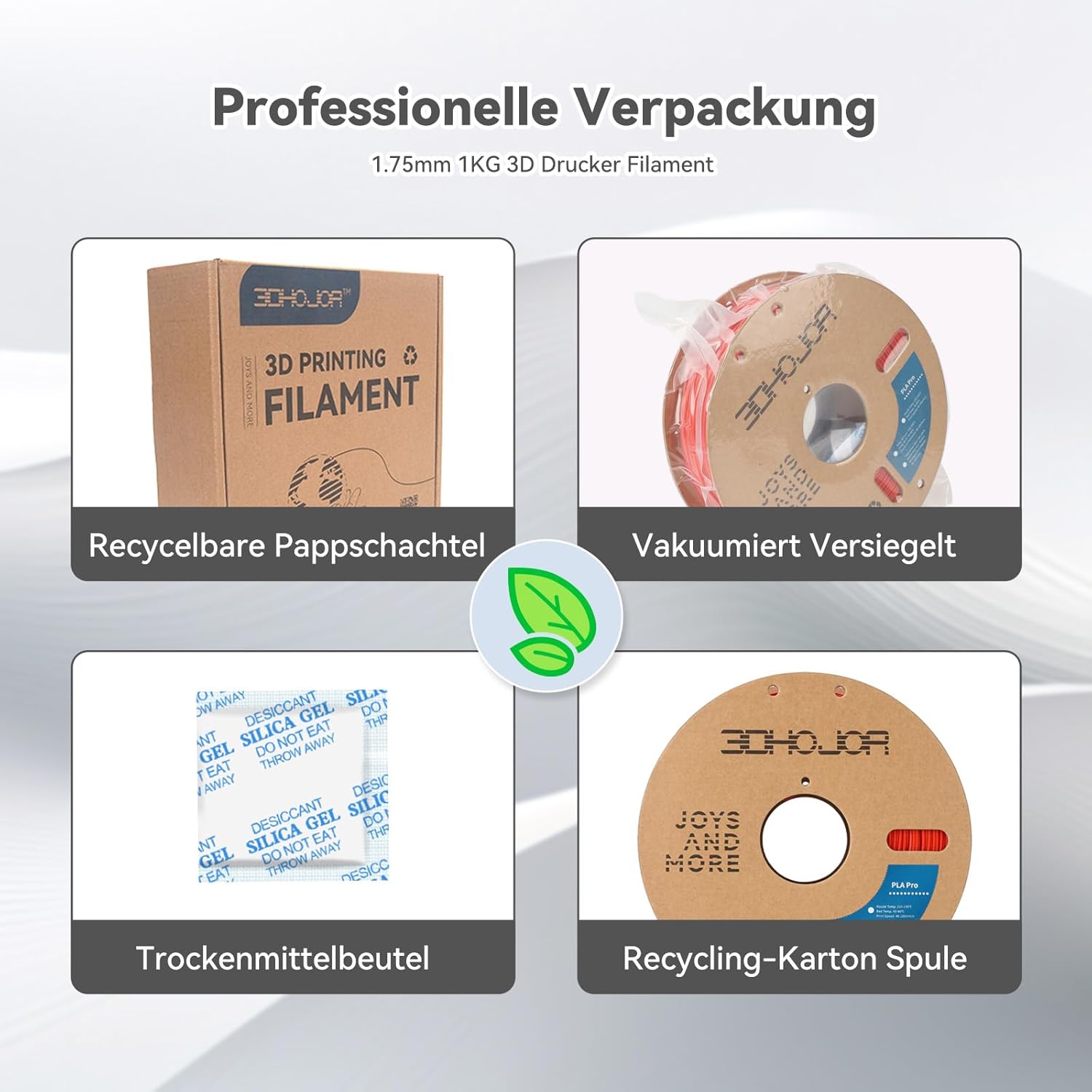 Thumbnail 6 de 3DHoJor PLA+ Filament 1,75 mm (PLA Plus), Maßgenauigkeit +/-0,02 mm – Orange, 1 kg Spule für FDM-Drucker