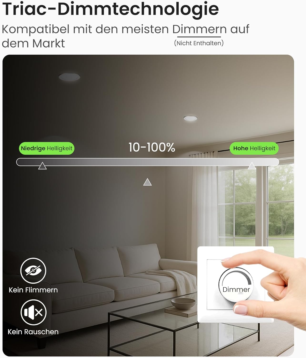 Thumbnail 3 de ALUSSO LED Einbaustrahler 230V Dimmbar – 68 mm, 7W, IP44, 6er Set (Warmweiß/Neutralweiß/Kaltweiß), Chrom