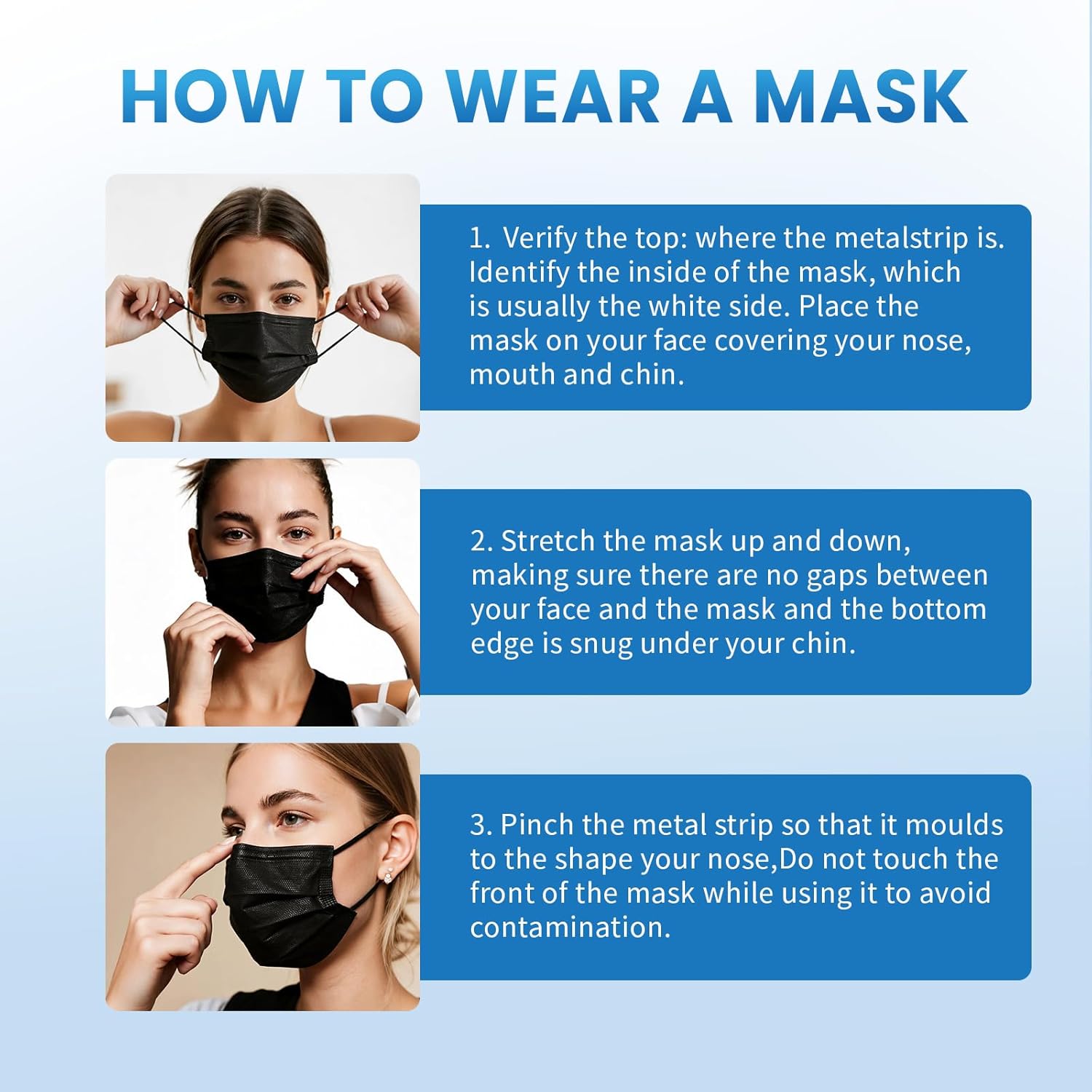 Detalle 2 de Borje Disposable Face Mask 100 pcs — 3‑Ply Protection 😷