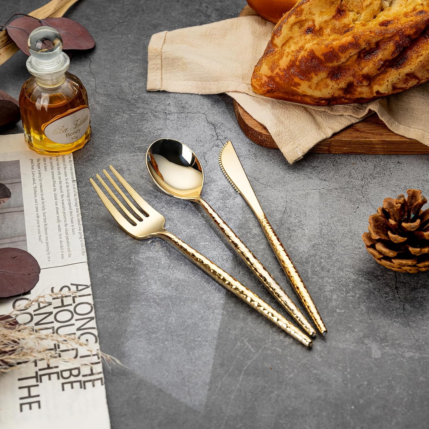 Thumbnail 6 de SUT 300PCS Gold Plastic Silverware: Heavy-Duty, Disposable Gold Utensils for Large Events