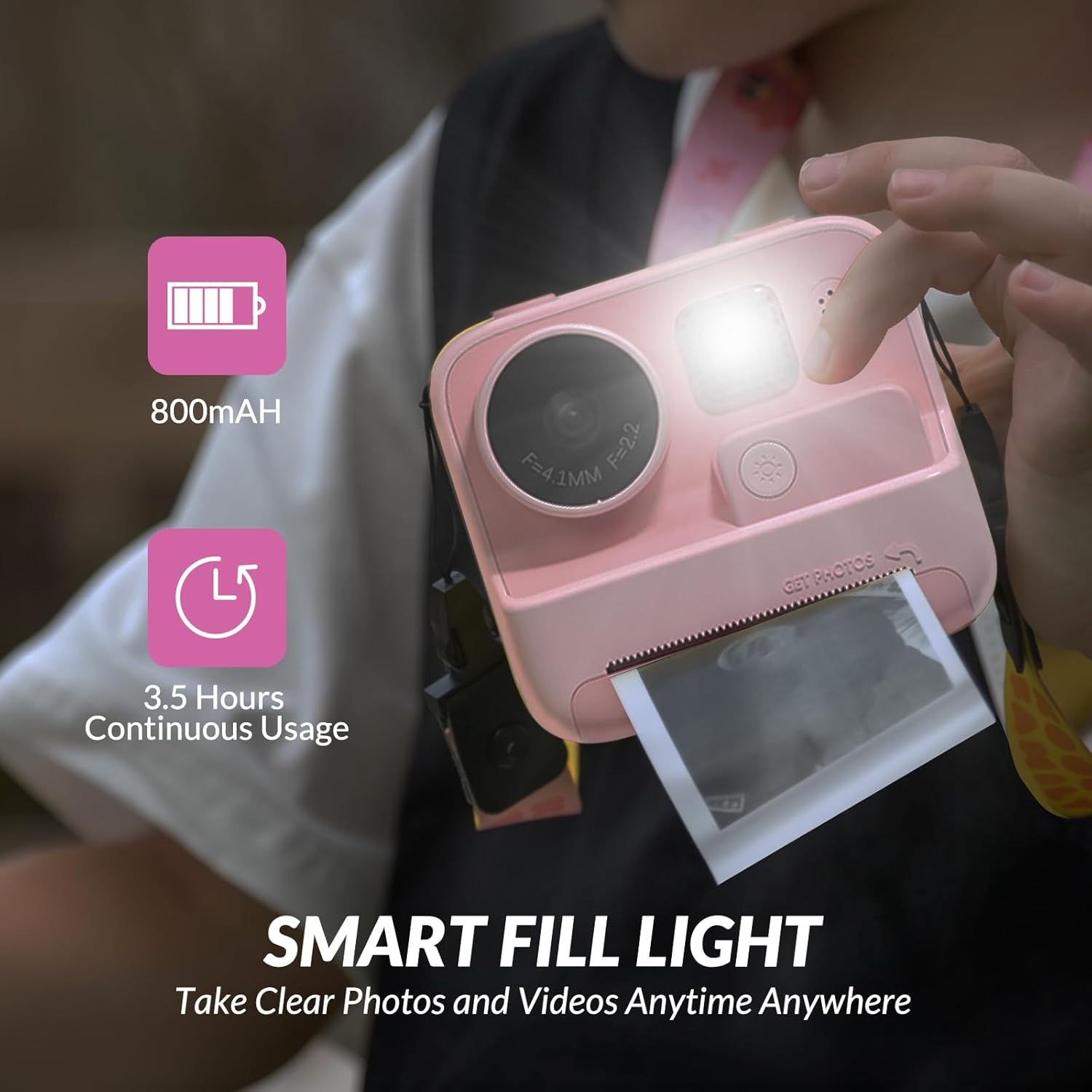 Thumbnail 4 de Mafiti Kids Camera Instant Print: 48MP Digital Camera for 3–12 Year Olds (Pink)