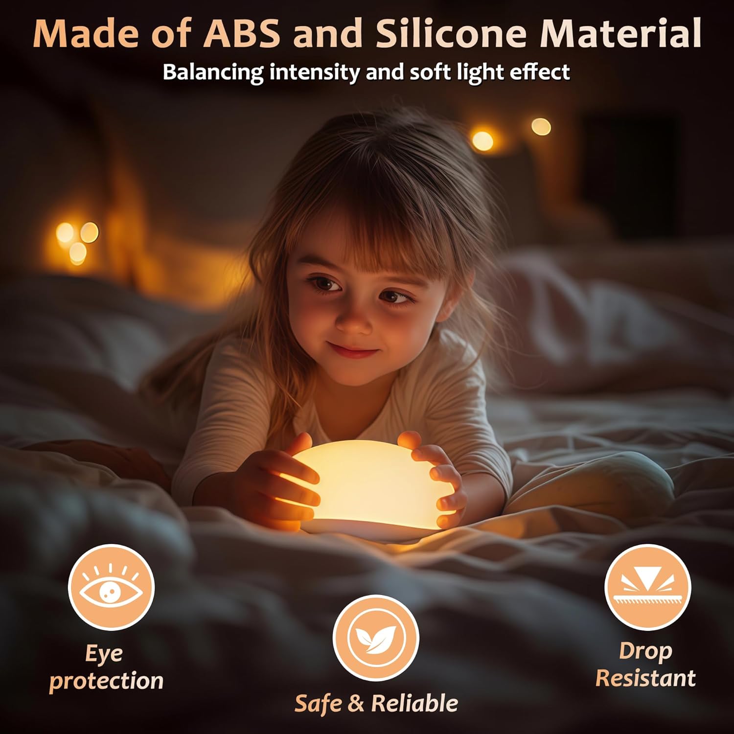 Detalle de Yuinzin Veilleuse Bébé 2000mAh USB-C – 8 couleurs RGB et minuterie, silicone sûRE
