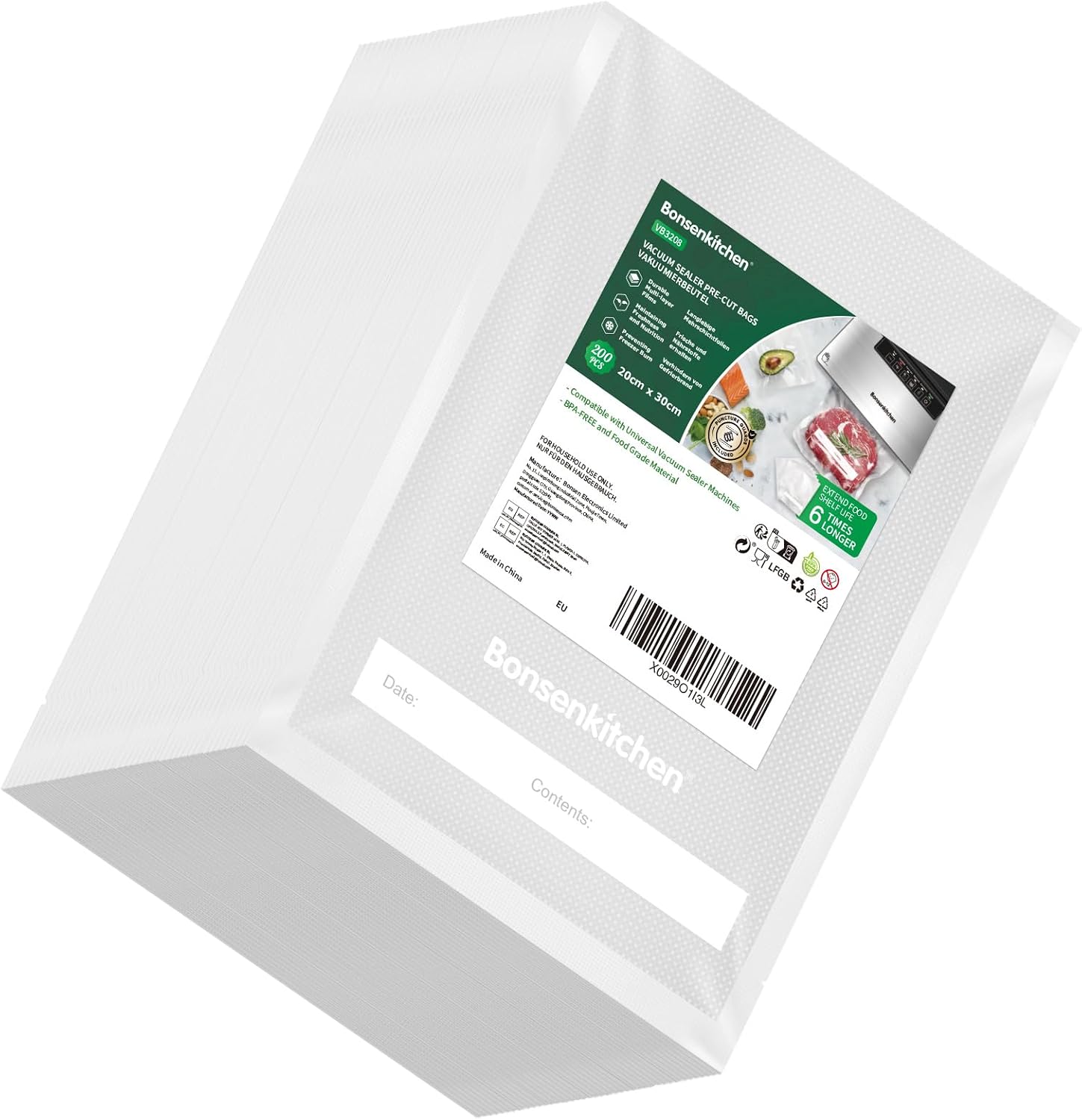 Bonsenkitchen Vakuumierbeutel 20x30 cm 200er Pack 🥩