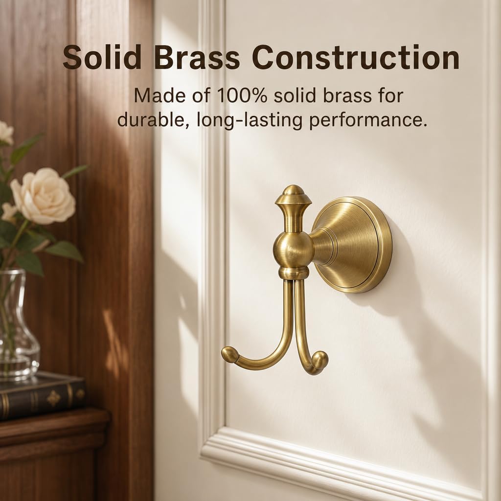Thumbnail 1 de LSWYYP Vintage Antique Brass Hooks Wall: Horn-Shape Curved Towel Hooks (1)