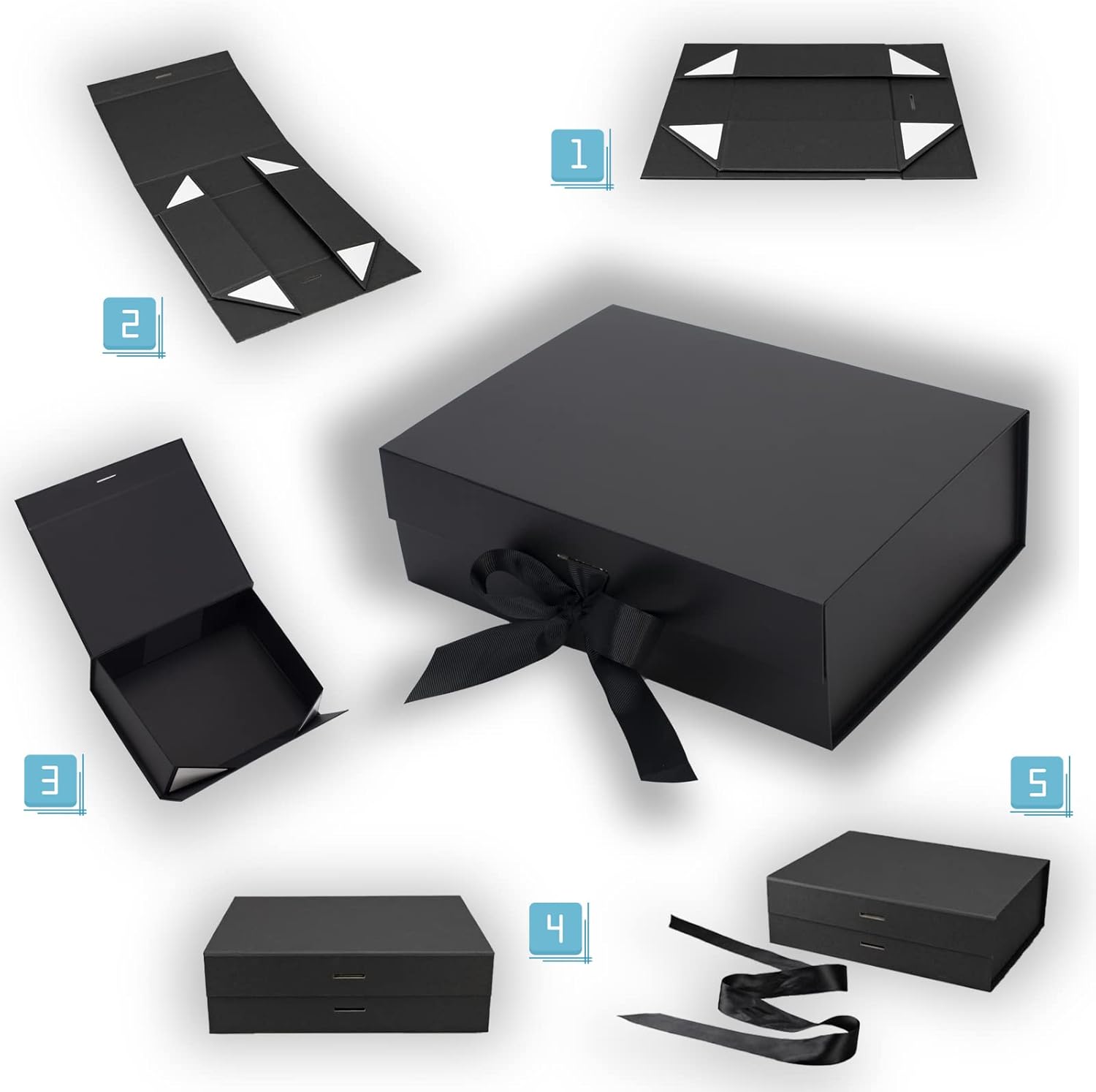 Thumbnail 2 de DAWNTREES Gift Box with Lid (26x19x8 cm) – Reusable, Magnetic Closure, Ribbon