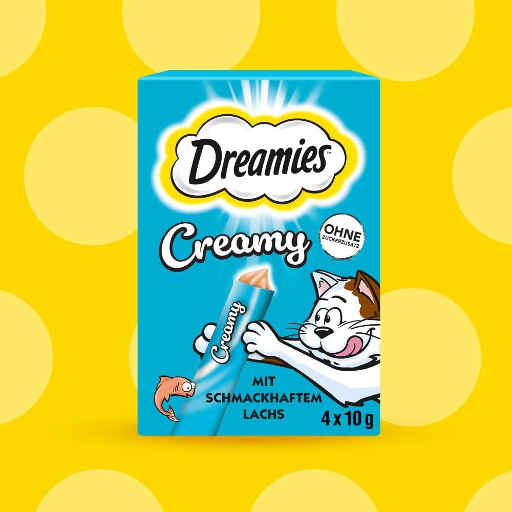 Thumbnail 6 de Dreamies Creamy Snacks mit Lachs – 44 Portionsbeutel (11×4×10 g) für Katzen