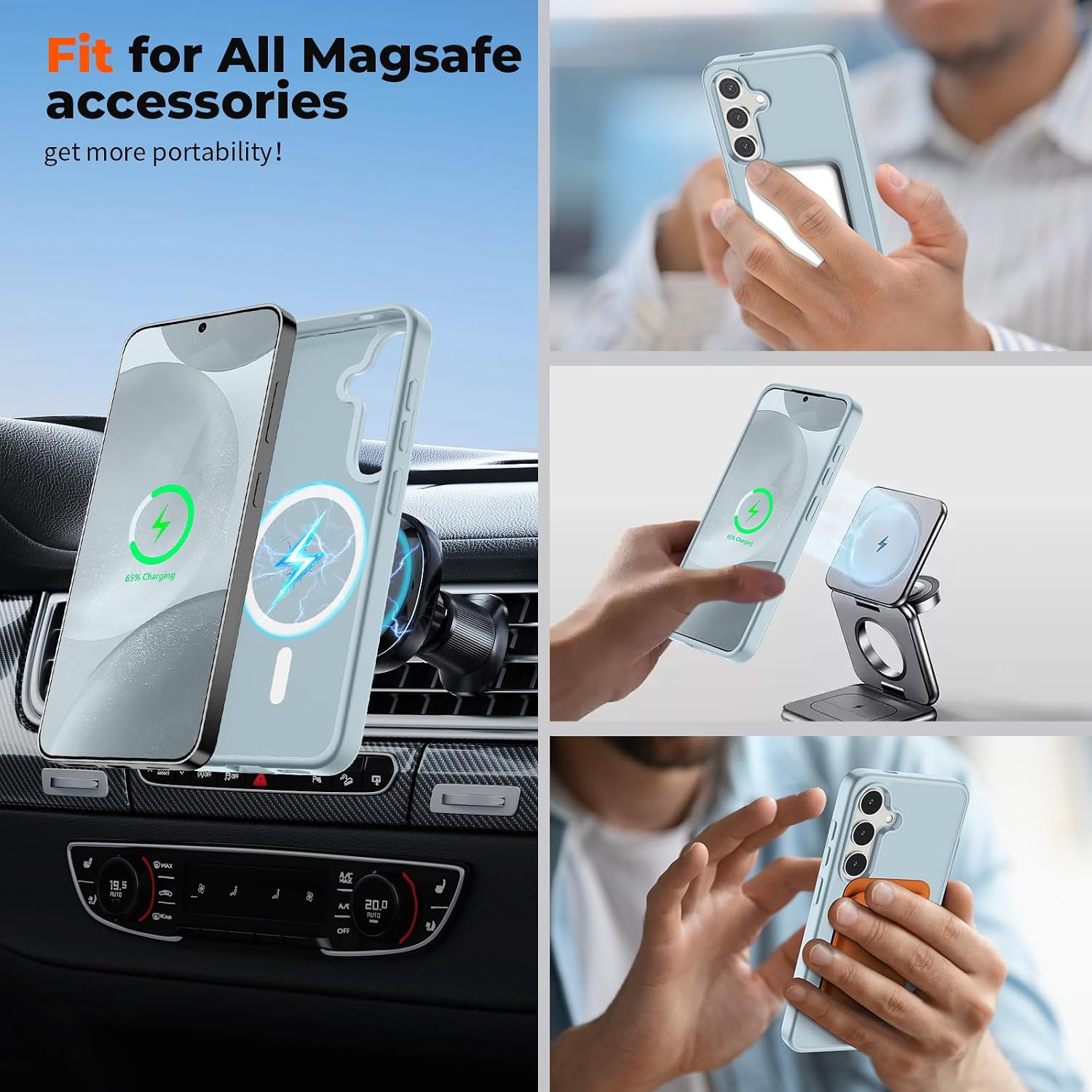 Thumbnail 2 de SUPFINE Magnetic Case for Samsung Galaxy S24/S25 with Screen Protector — Slim, Military-Grade Drop Protection, MagSafe Compatible (Sliver Blue)