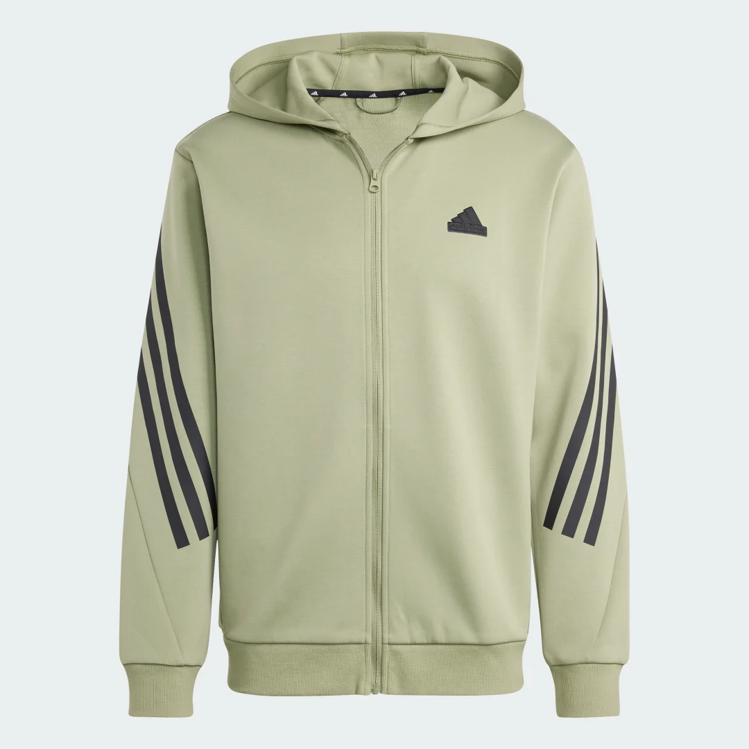 Detalle 2 de Chaqueta con capucha Future Icons 3 bandas de Adidas — estilo y comodidad en verde