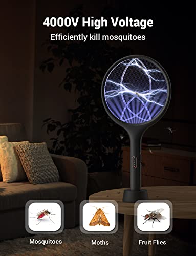 Detalle de YISSVIC Electric Fly Swatter 4000V Bug Zapper Racket Dual Mode (1, Black)