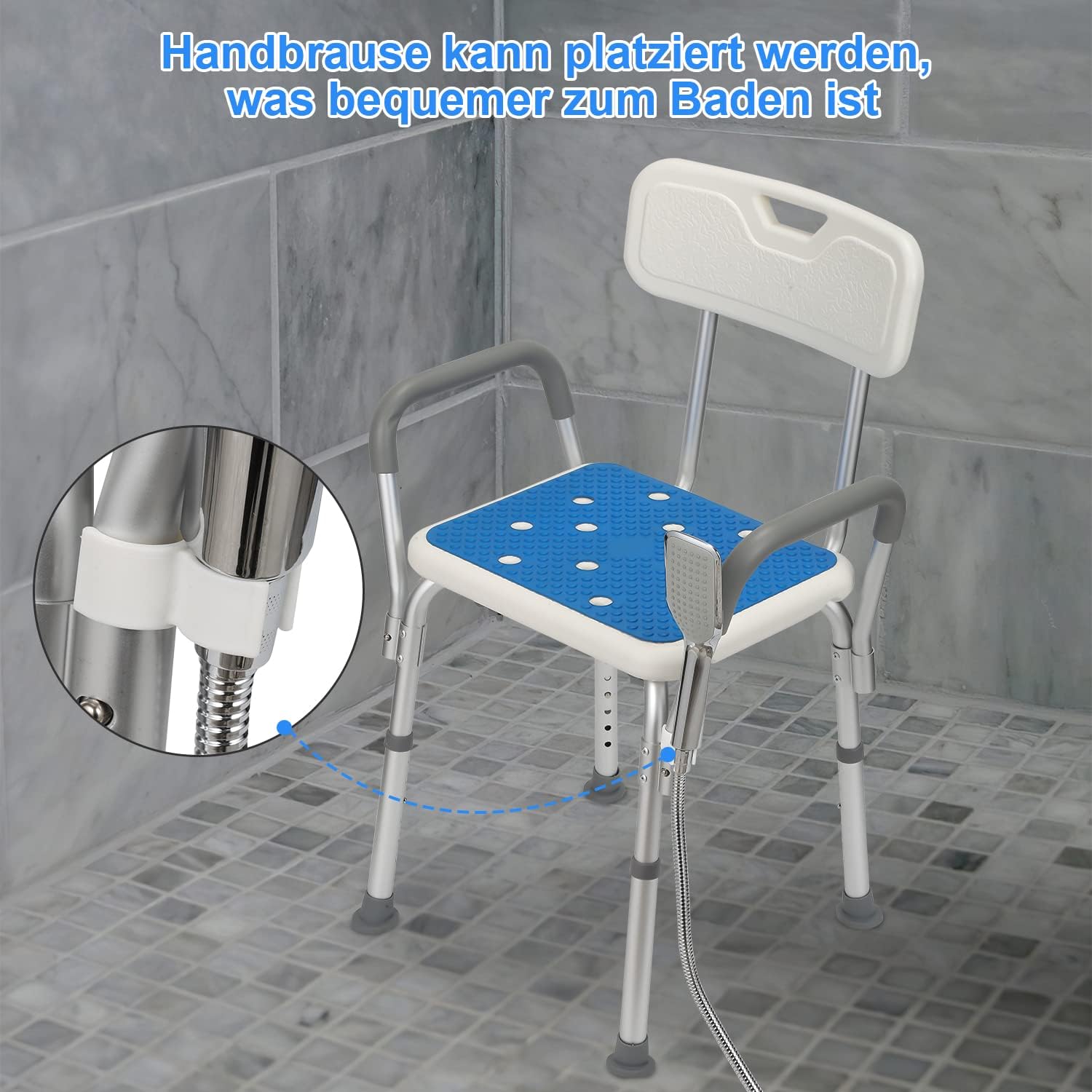 Thumbnail 4 de Sonnewelt sgabello da doccia con schienale e bracciolo regolabile in altezza (41–53,5 cm)