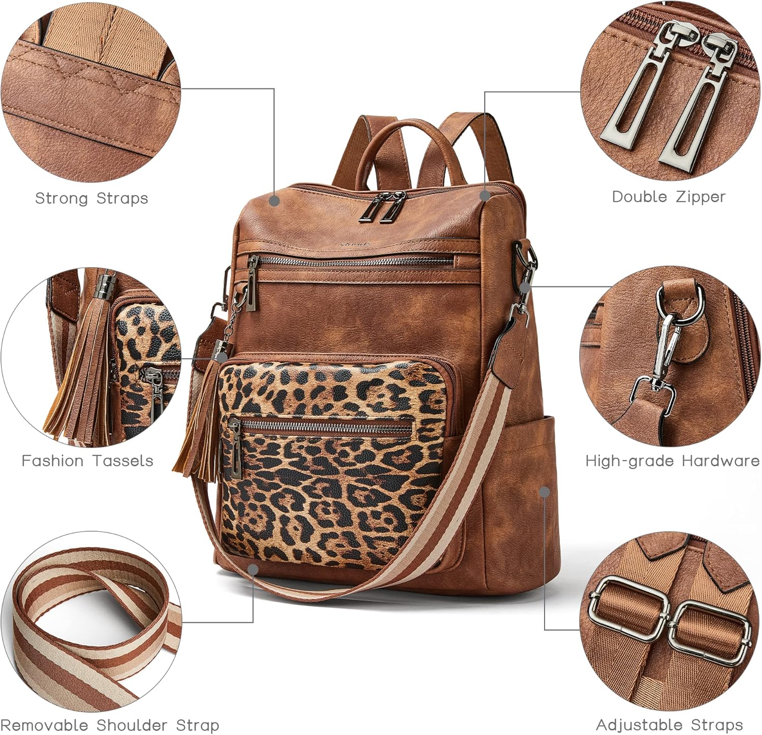 Thumbnail 4 de Shrrie women’s vegan leather backpack purse – convertible travel backpack & shoulder bag